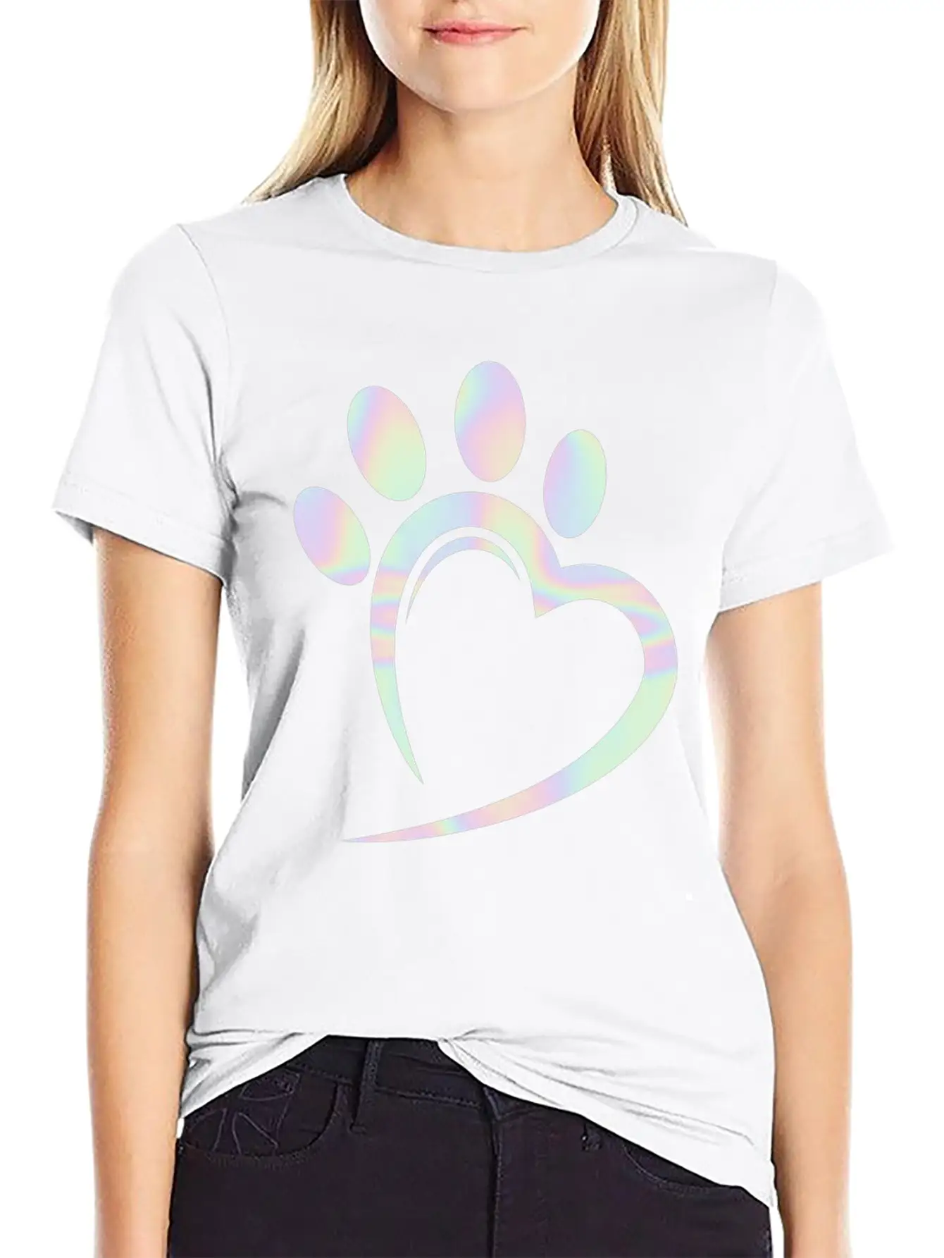 Pastel Dog Paw Heart Unisex Casual T-Shirt – Clean Design For Daily Comfort