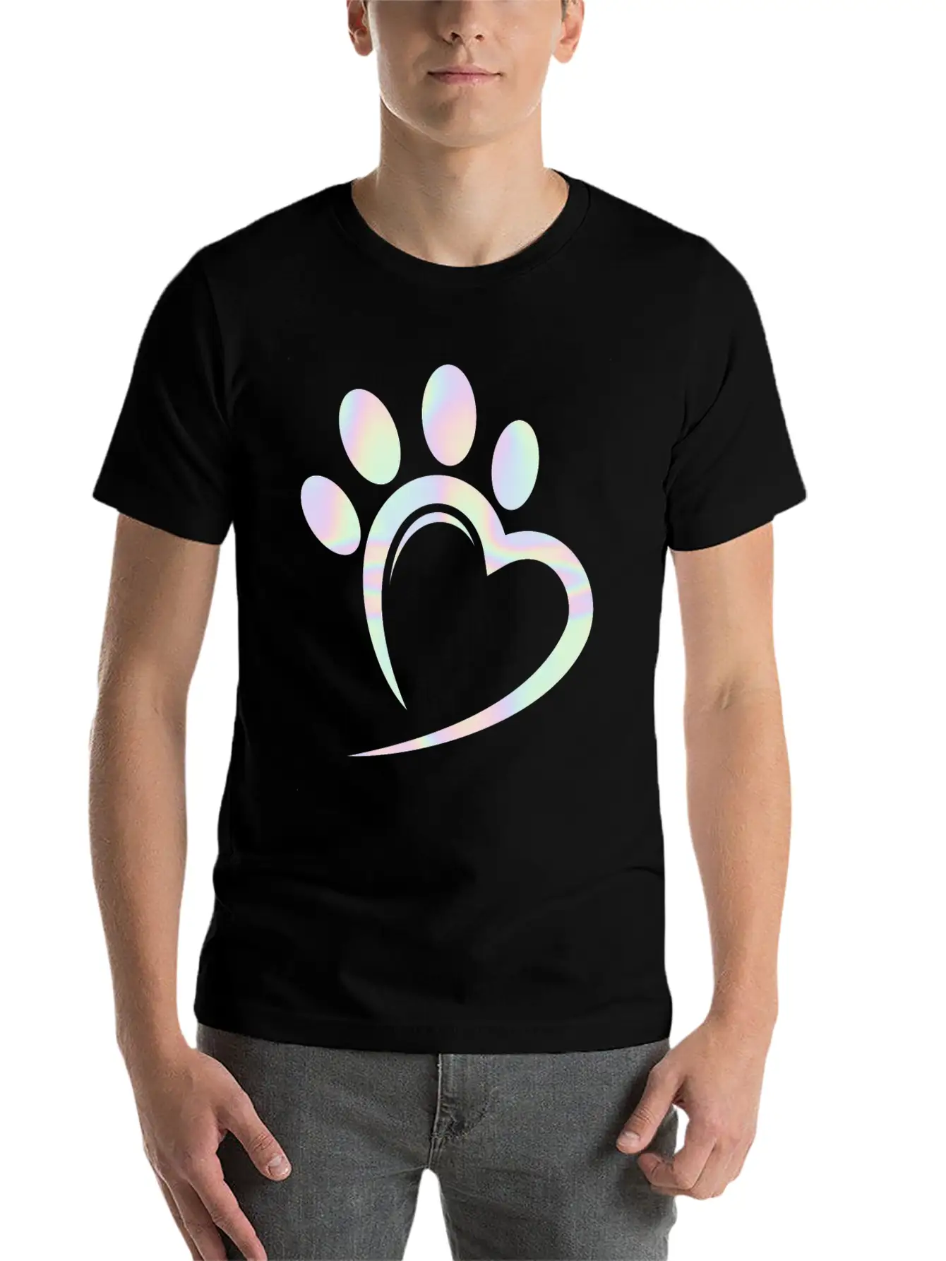 Pastel Dog Paw Heart Unisex Casual T-Shirt – Clean Design For Daily Comfort