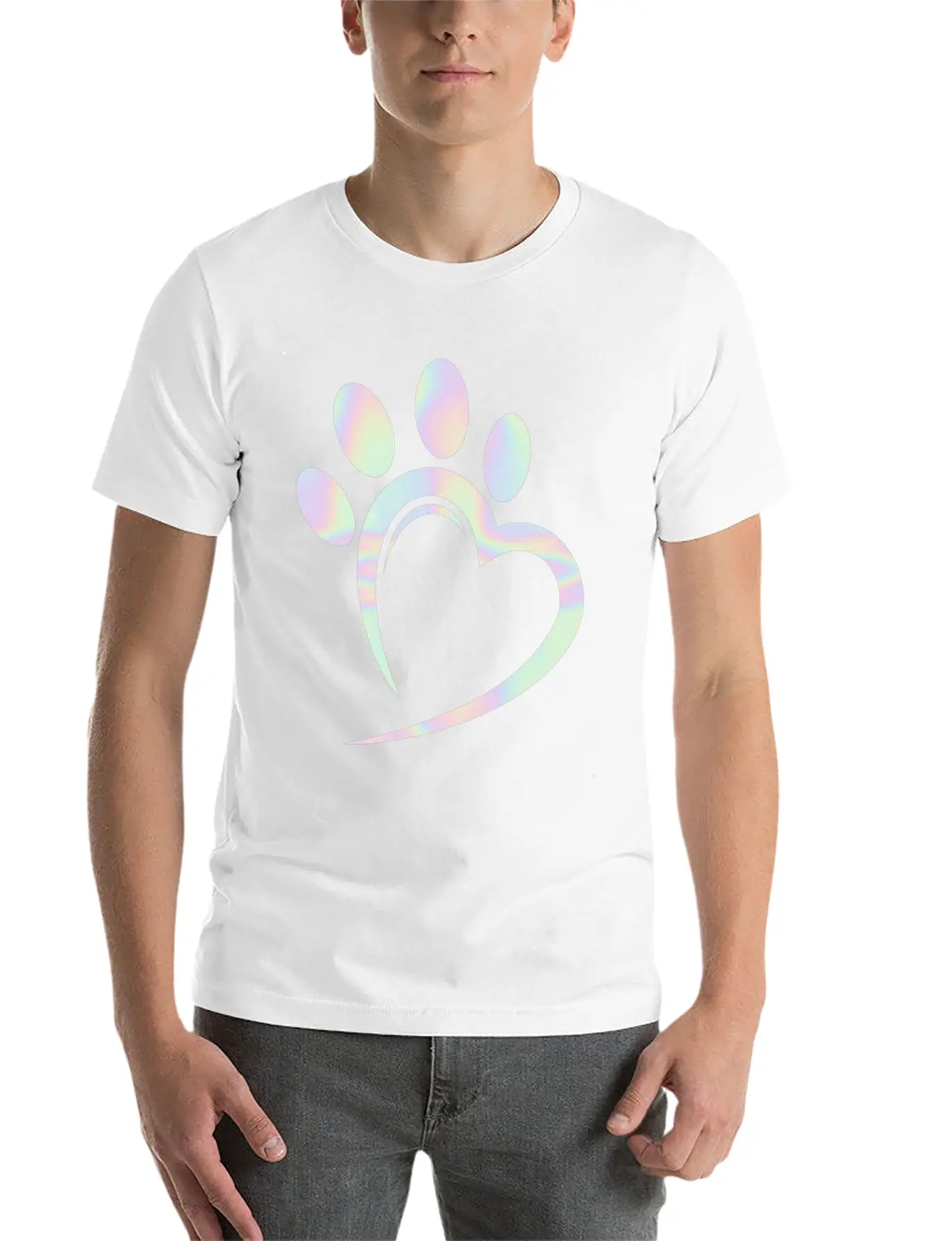 Pastel Dog Paw Heart Unisex Casual T-Shirt – Clean Design For Daily Comfort