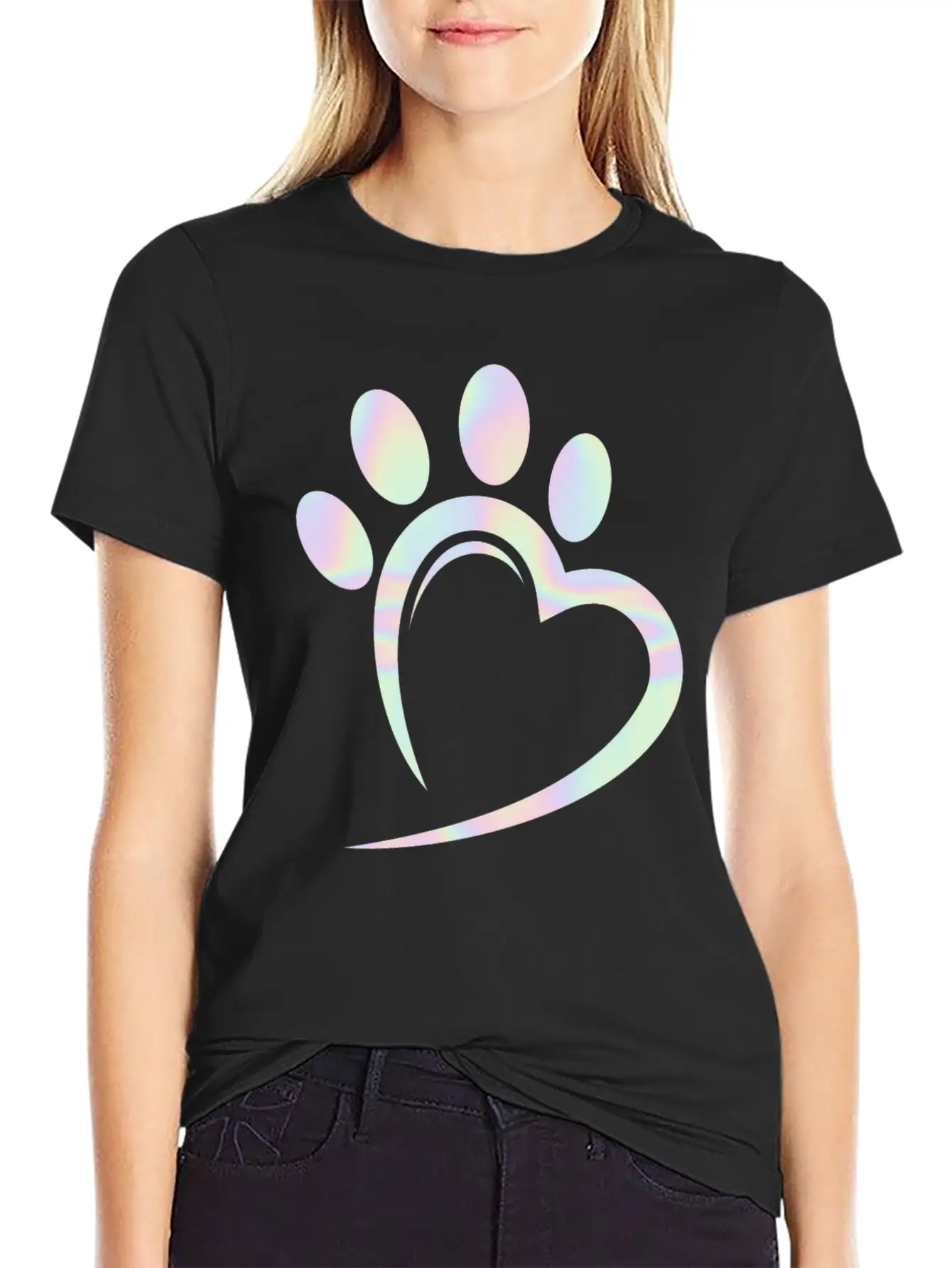 Pastel Dog Paw Heart Unisex Casual T-Shirt – Clean Design For Daily Comfort