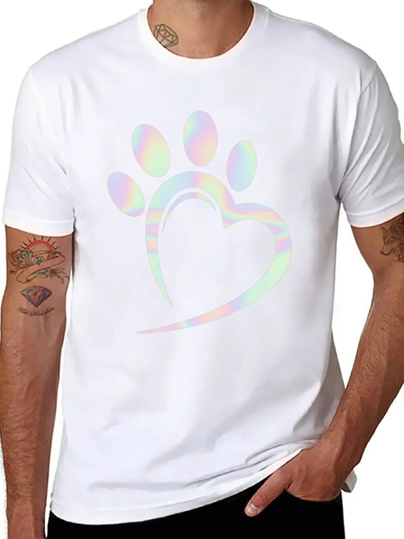 Pastel Dog Paw Heart Unisex Casual T-Shirt – Clean Design For Daily Comfort