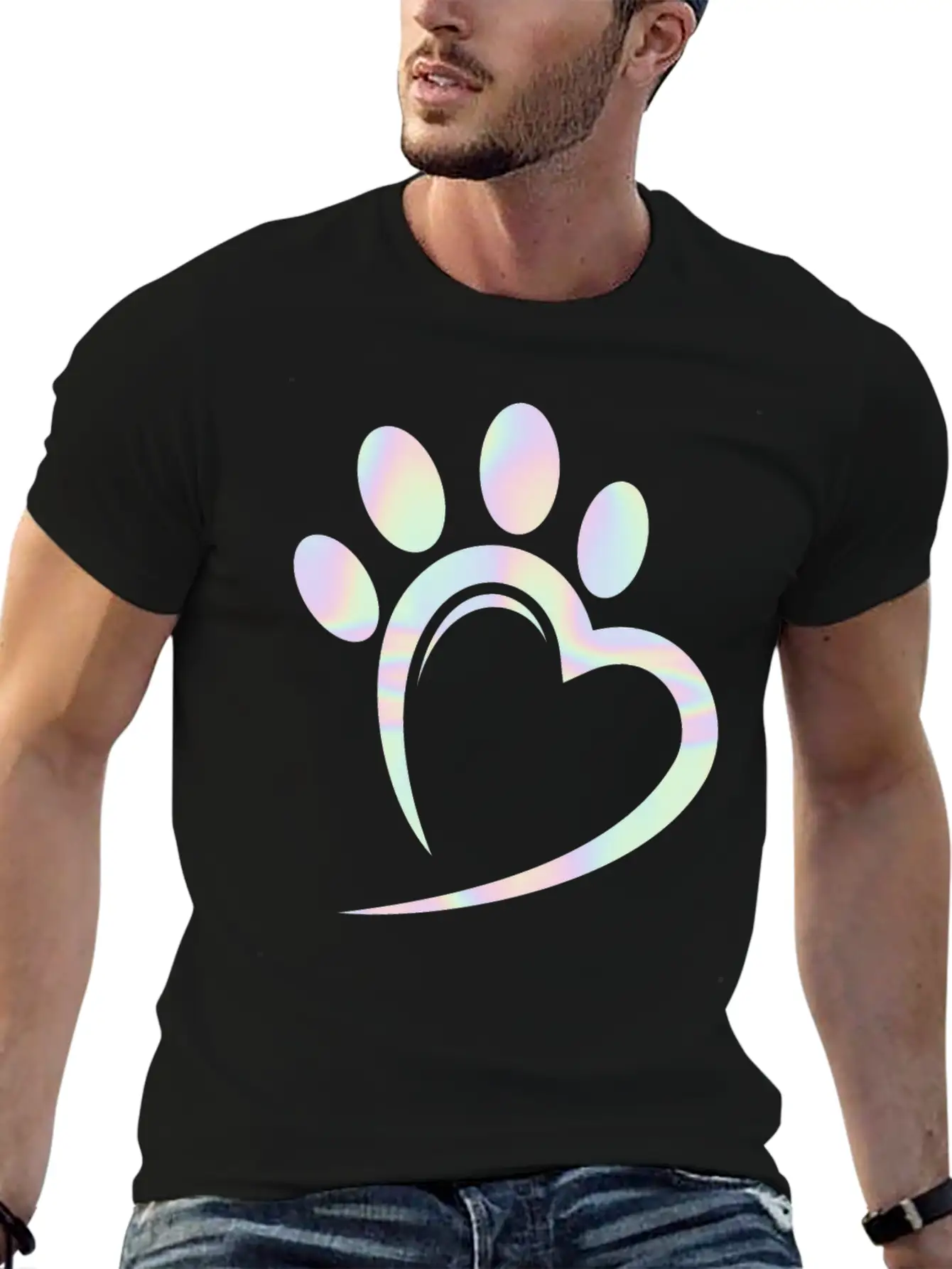 Pastel Dog Paw Heart Unisex Casual T-Shirt – Clean Design For Daily Comfort