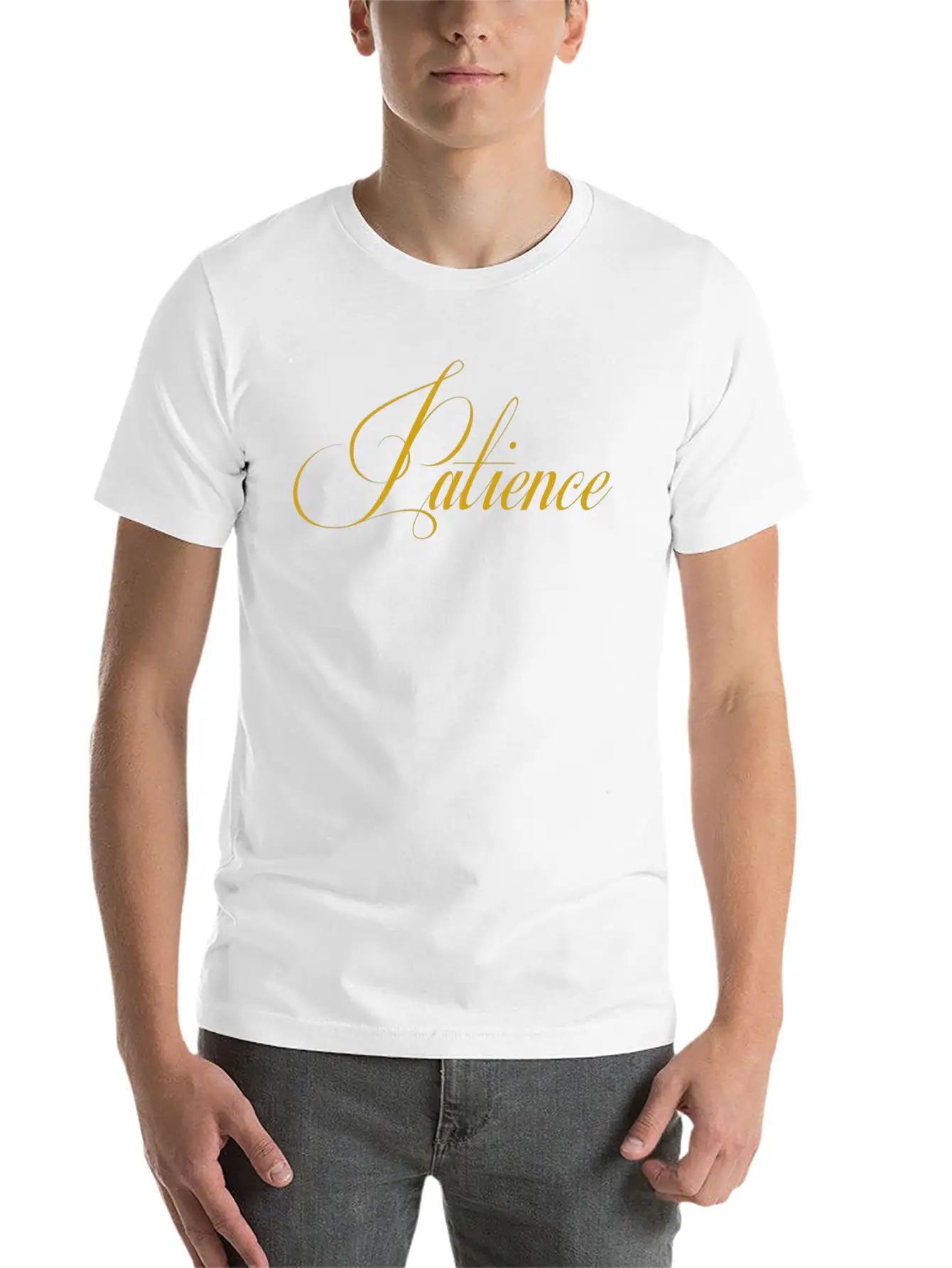 Patience (Gold) Basic Graphic T-Shirt – Daily Comfort In Soft Cotton