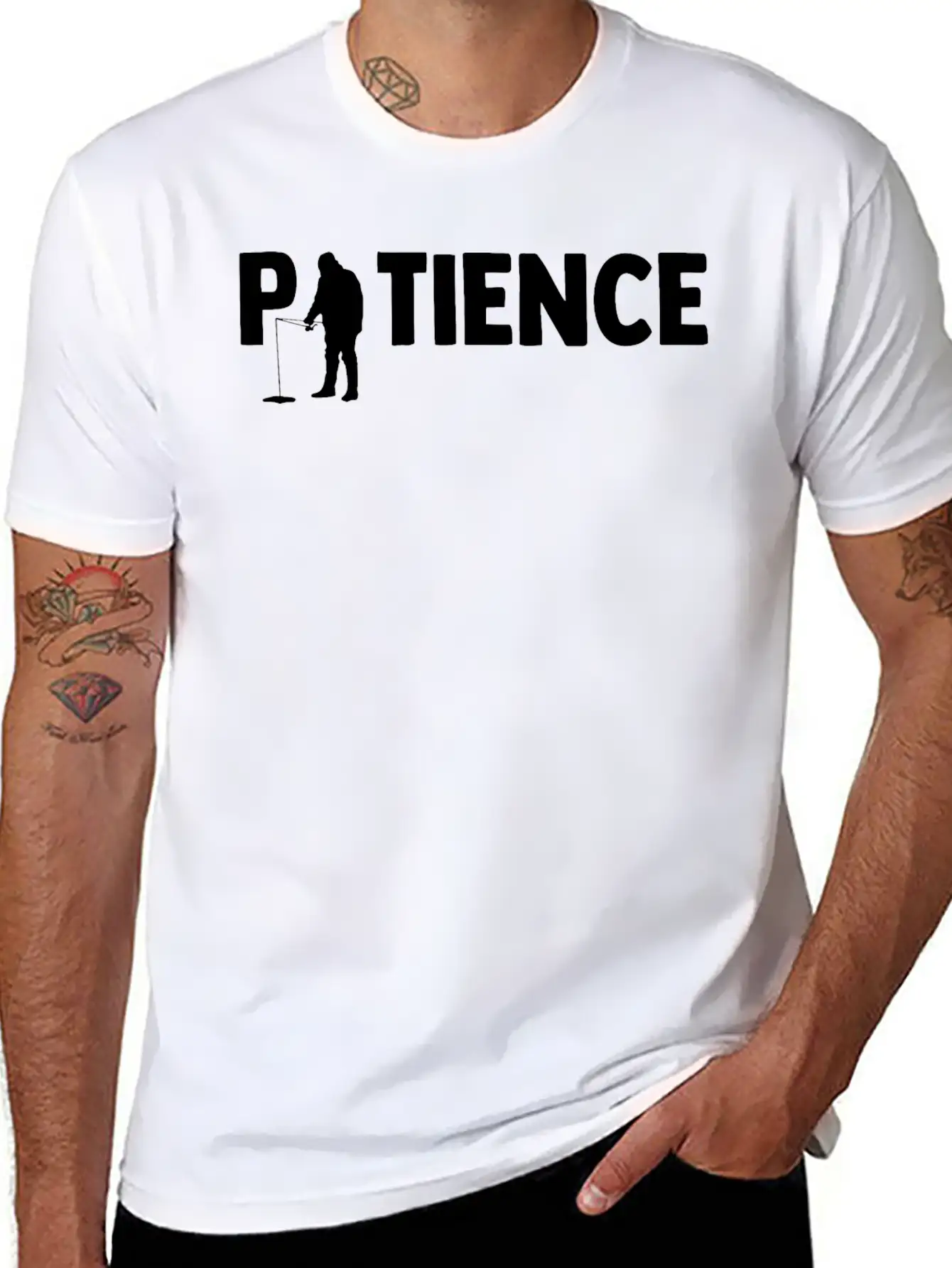 Patience Ice Fishing Angler Ice Fishing Rod Unisex Casual T-Shirt – Clean Design For Daily Comfort