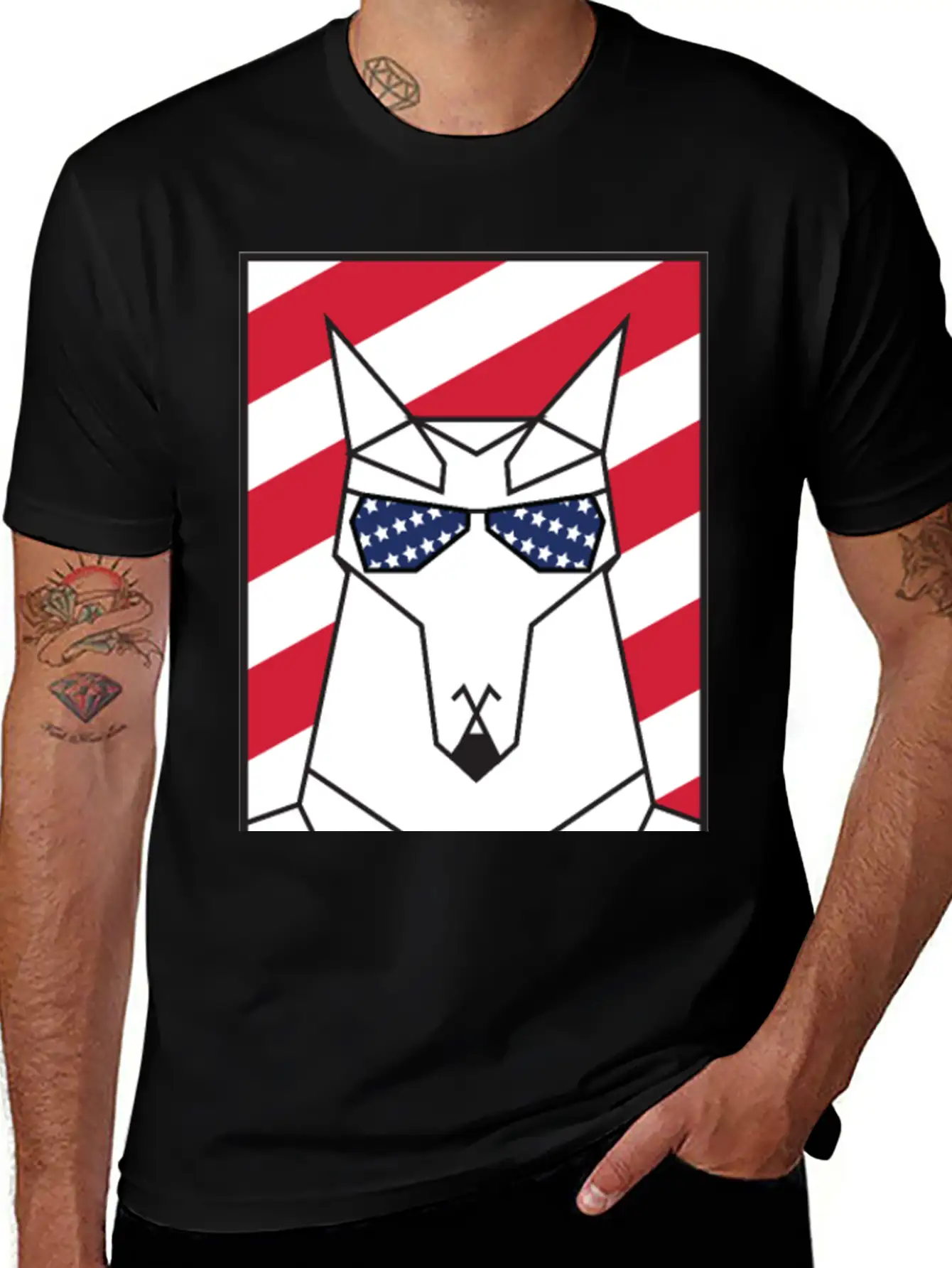 Patriotic American Wolf - My Tribe US Flag Lightweight Cotton T-Shirt – Daily Comfort Graphic Shirt