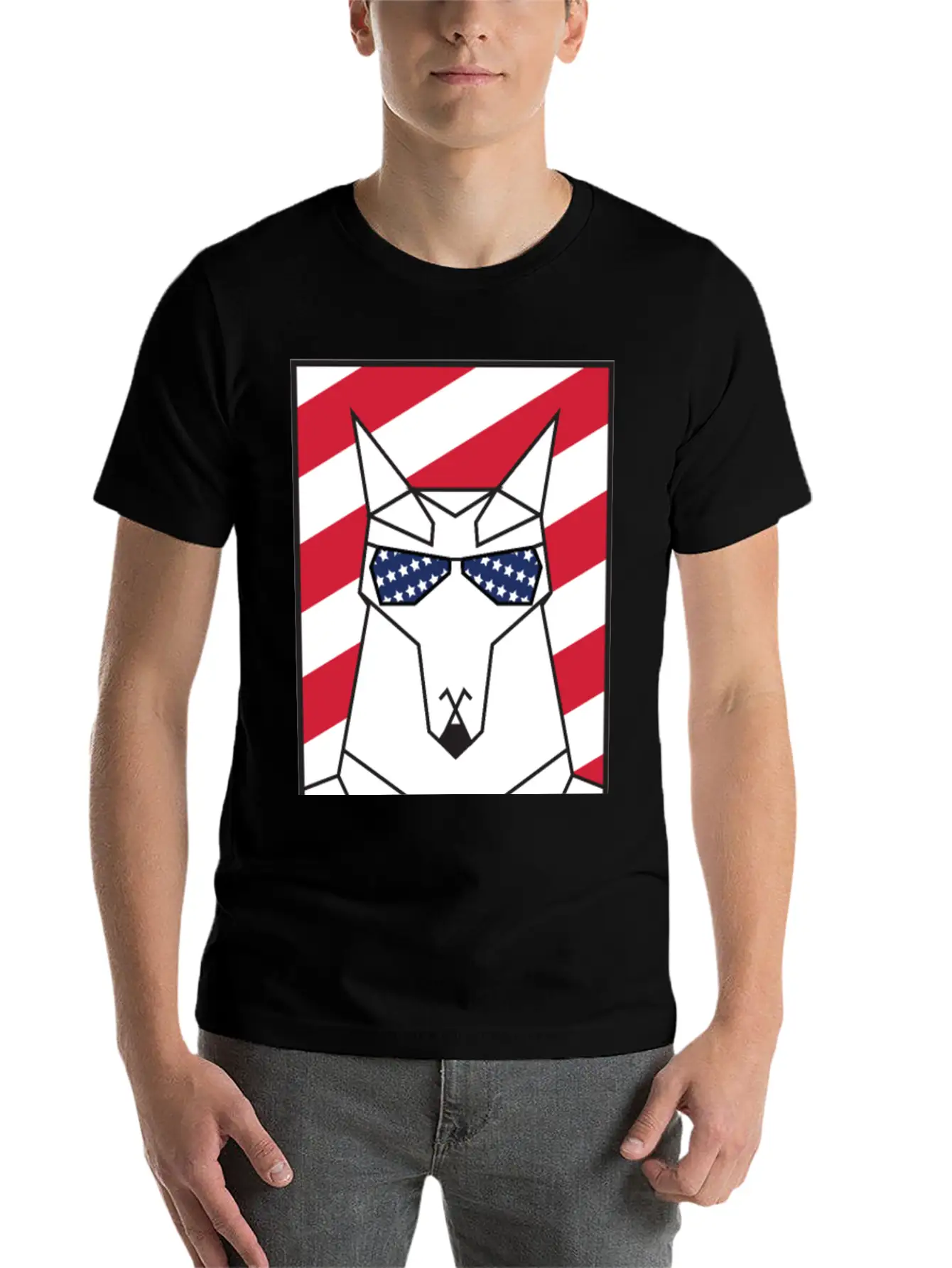 Patriotic American Wolf - My Tribe US Flag Lightweight Cotton T-Shirt – Daily Comfort Graphic Shirt