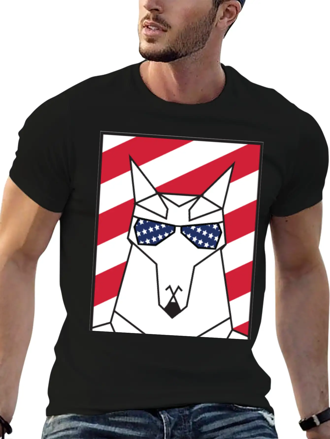 Patriotic American Wolf - My Tribe US Flag Lightweight Cotton T-Shirt – Daily Comfort Graphic Shirt