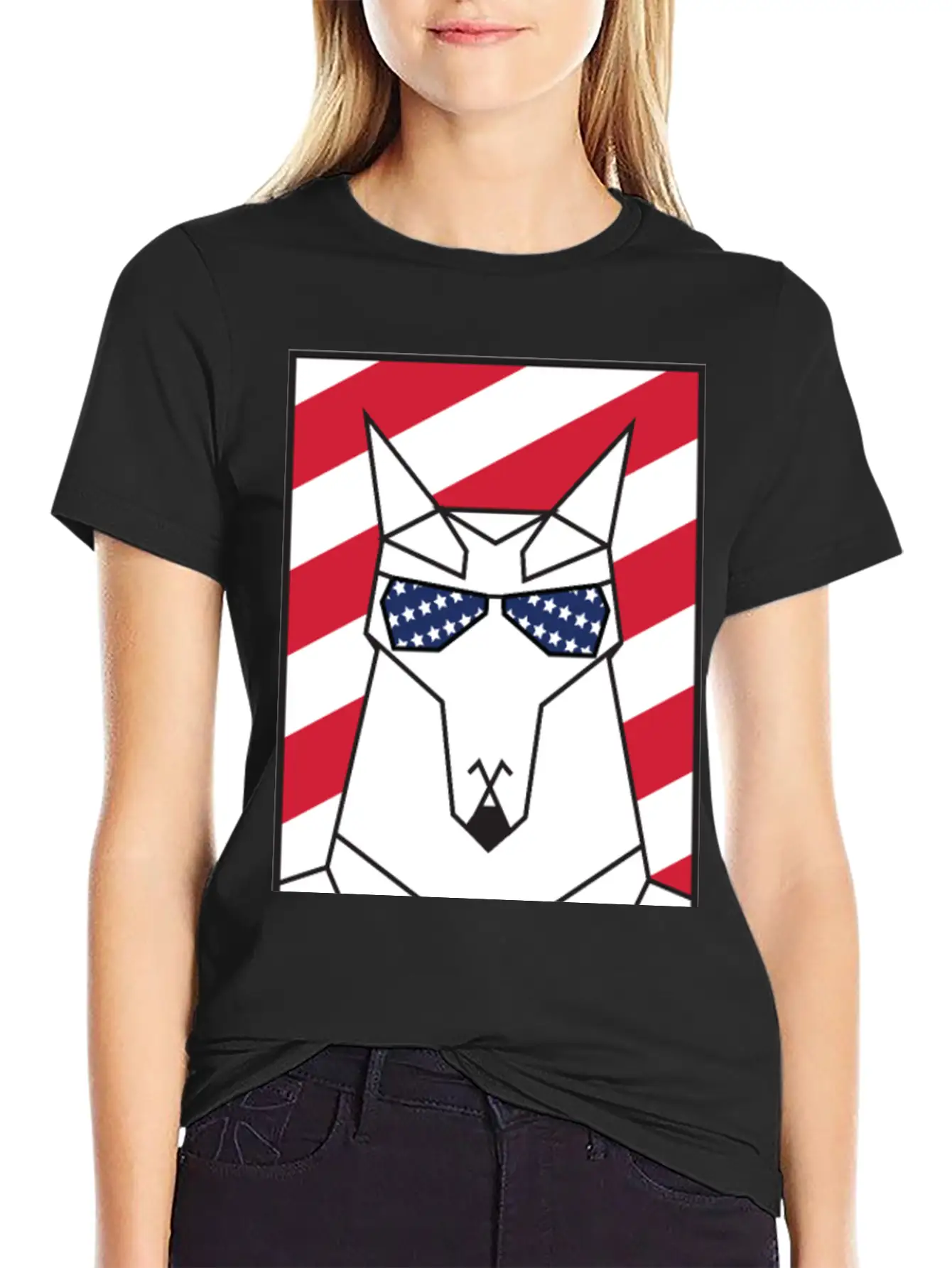 Patriotic American Wolf - My Tribe US Flag Lightweight Cotton T-Shirt – Daily Comfort Graphic Shirt