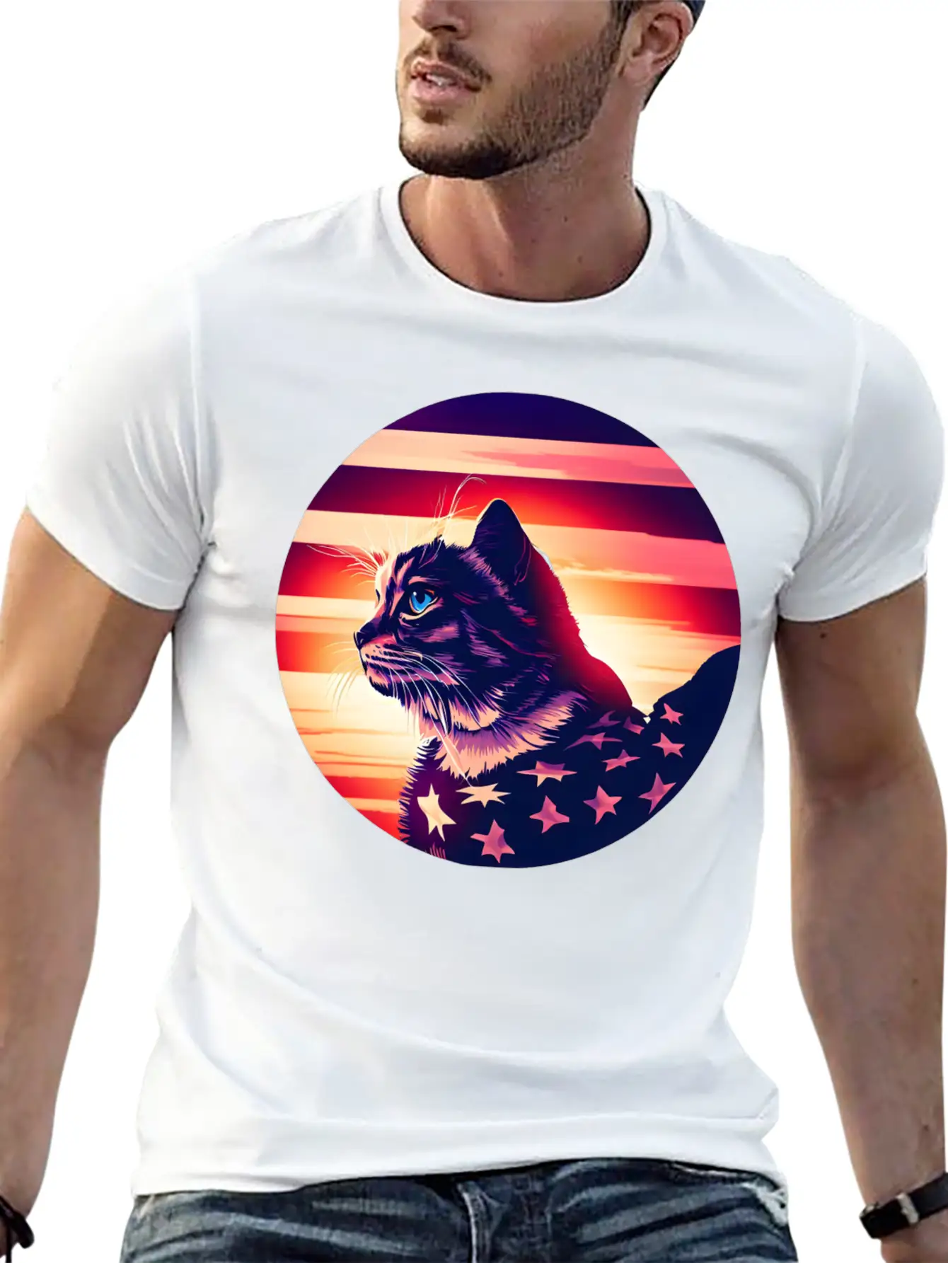 Patriotic Cat 4th Of July Outfit Unisex Casual T-Shirt – Clean Design For Daily Comfort