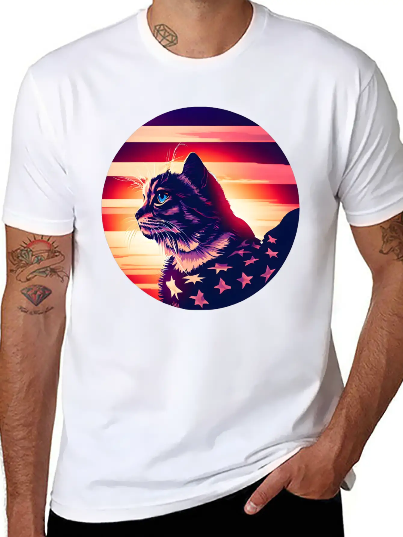 Patriotic Cat 4th Of July Outfit Unisex Casual T-Shirt – Clean Design For Daily Comfort