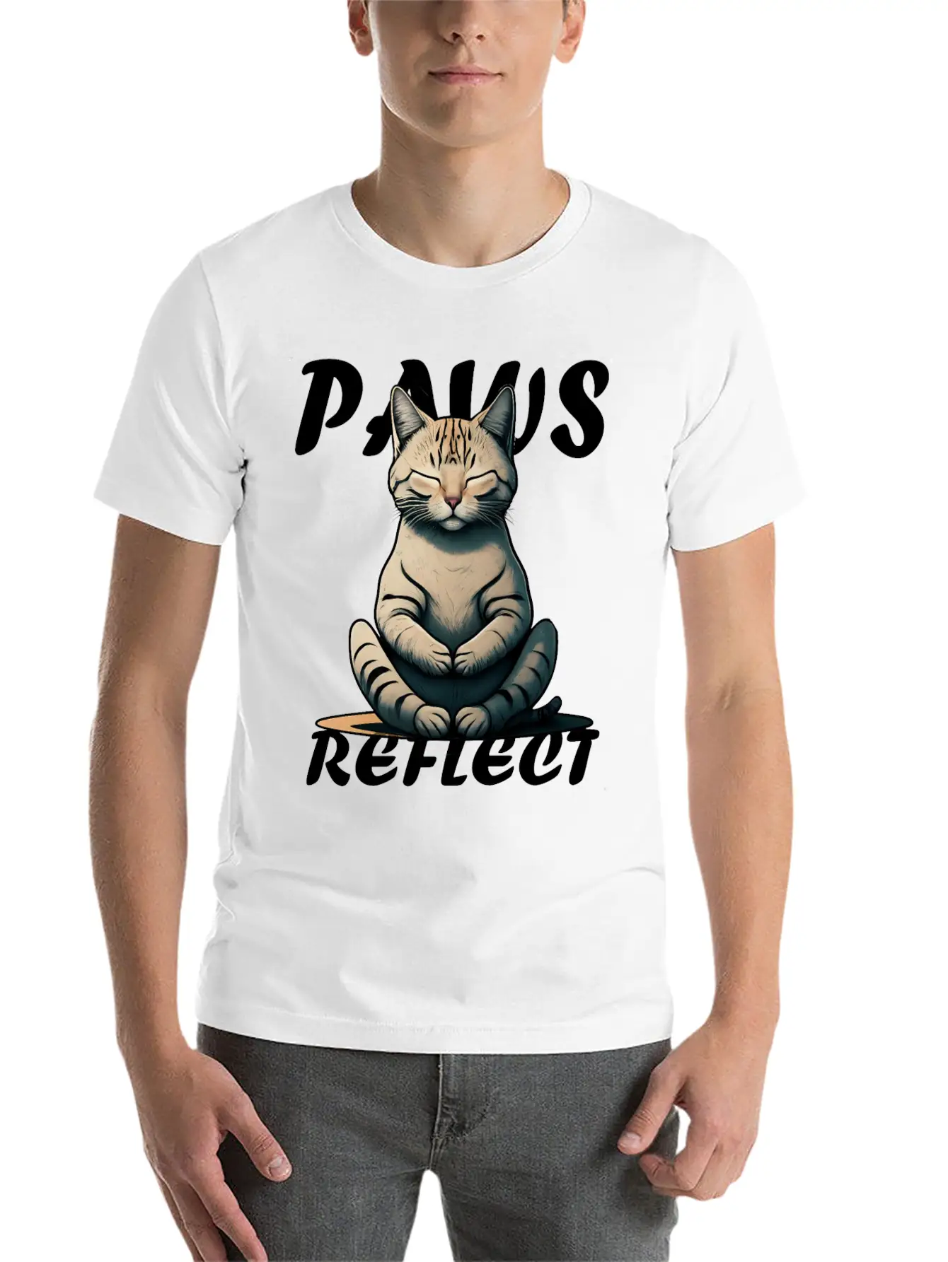 Paws And Reflect, Cat Lovers Mindful Design. Soft Cotton Short Sleeve Tee – Unisex Wardrobe Staple