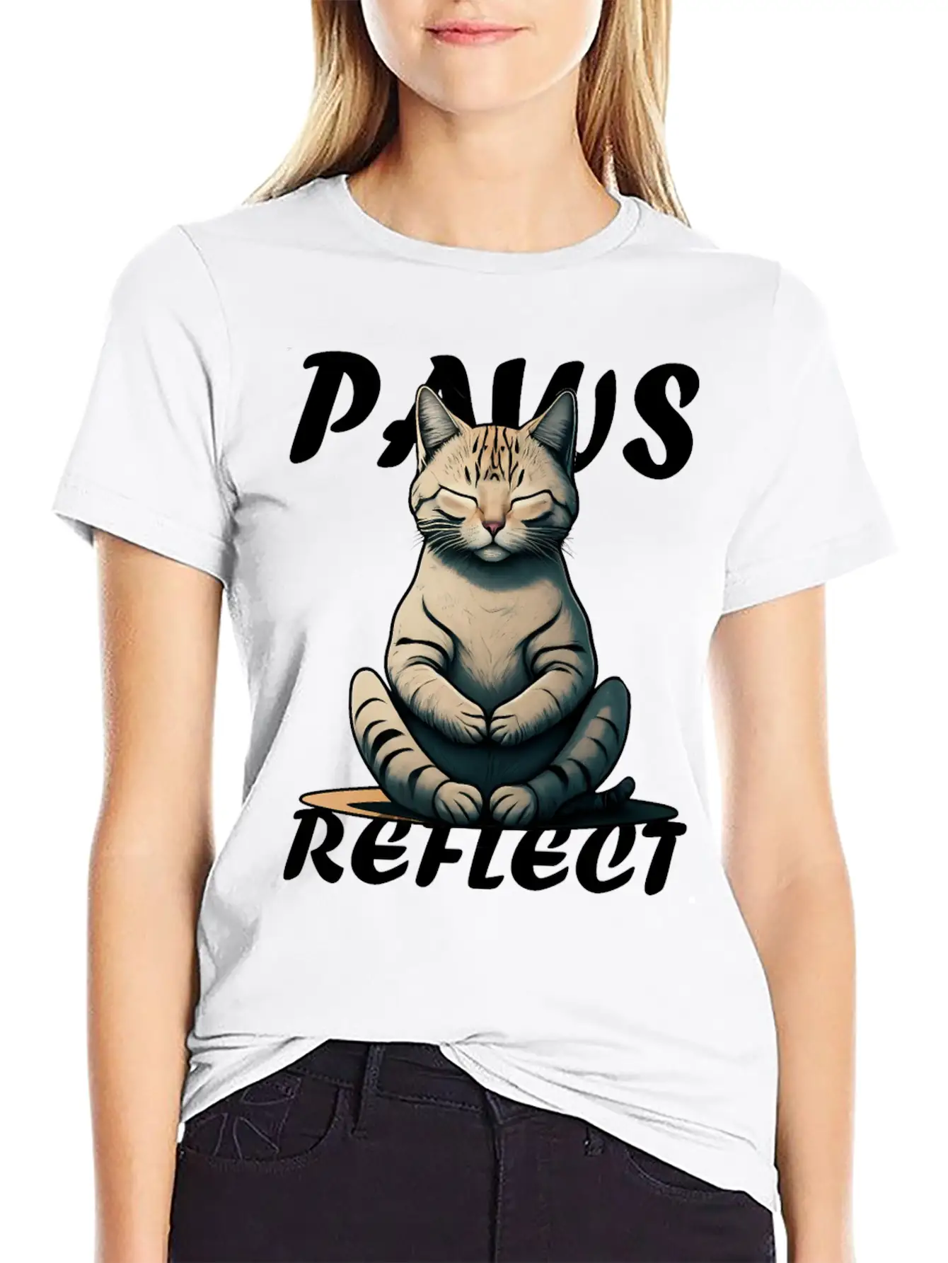 Paws And Reflect, Cat Lovers Mindful Design. Soft Cotton Short Sleeve Tee – Unisex Wardrobe Staple