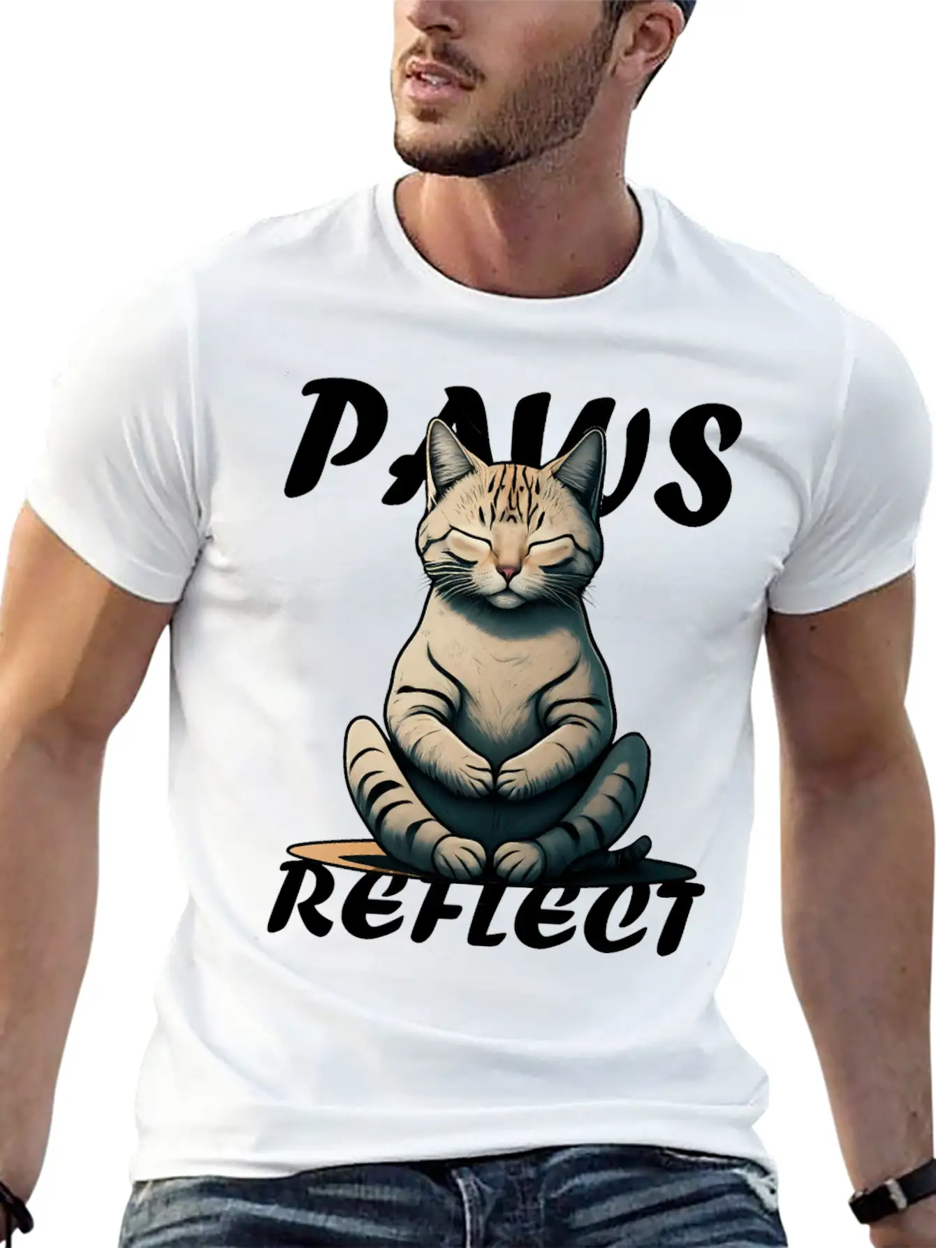 Paws And Reflect, Cat Lovers Mindful Design. Soft Cotton Short Sleeve Tee – Unisex Wardrobe Staple