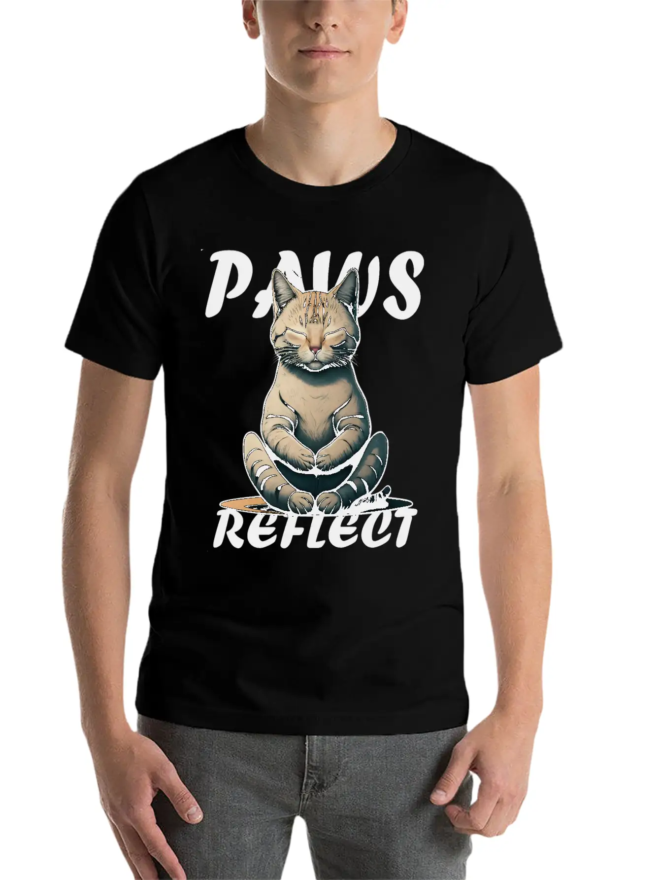 Paws And Reflect, Cat Lovers Mindful Design. Soft Cotton Short Sleeve Tee – Unisex Wardrobe Staple