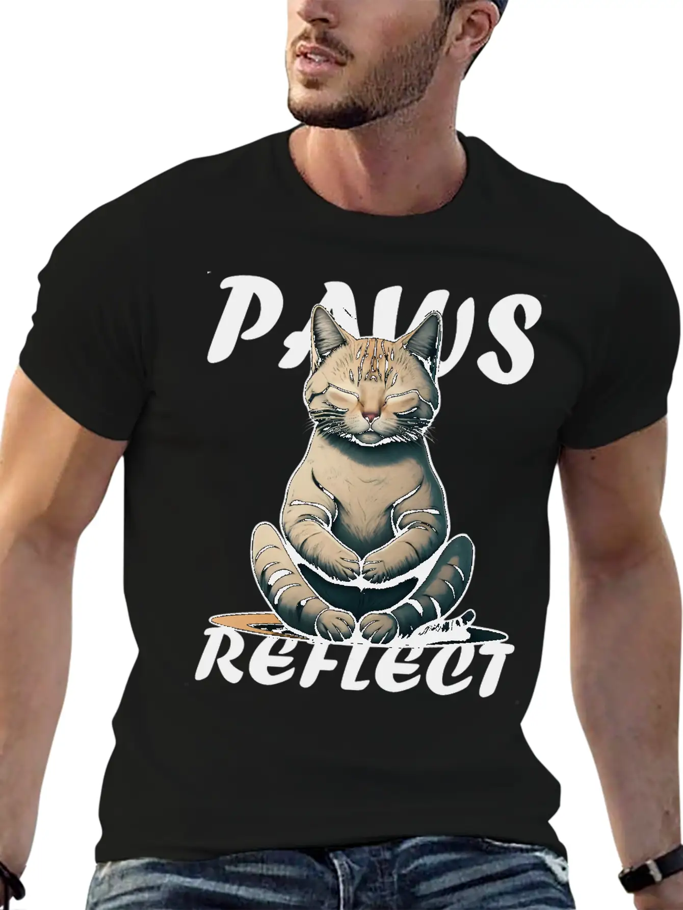 Paws And Reflect, Cat Lovers Mindful Design. Soft Cotton Short Sleeve Tee – Unisex Wardrobe Staple