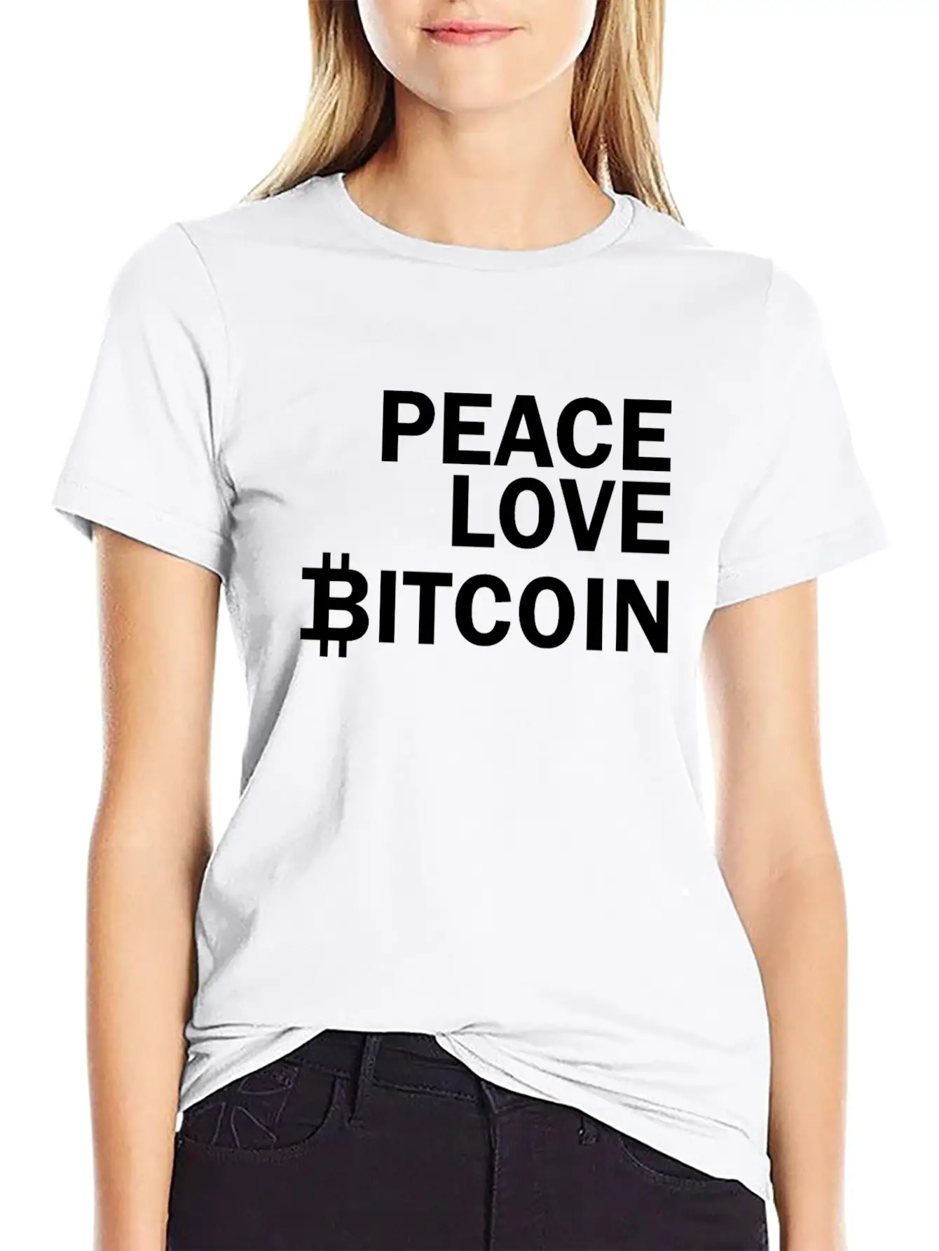 Peace Bitcoin Comfortable Minimalist Graphic Tee – Summer Style Essential
