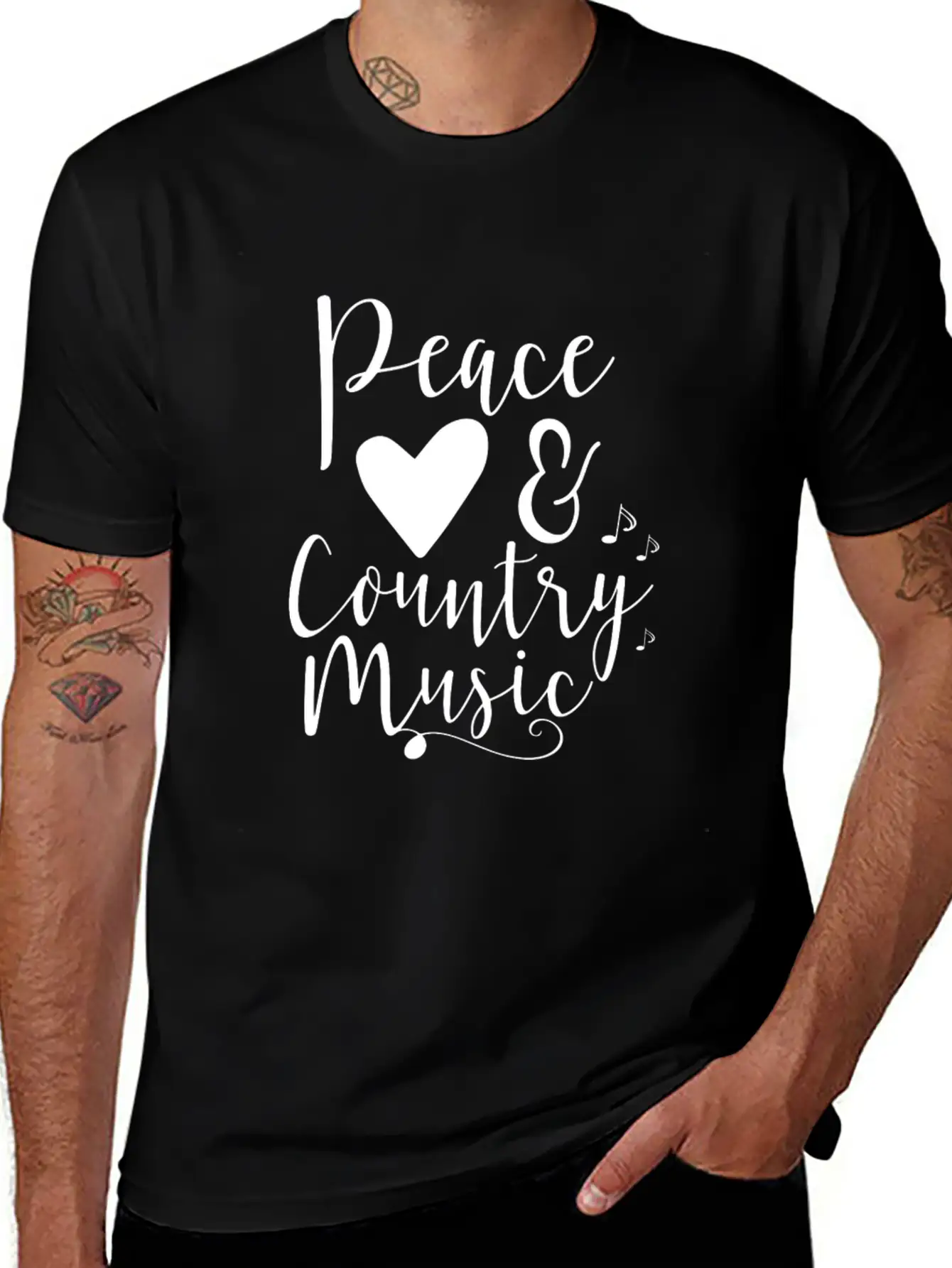 Peace Love And Country Music Unisex Casual T-Shirt – Clean Design For Daily Comfort