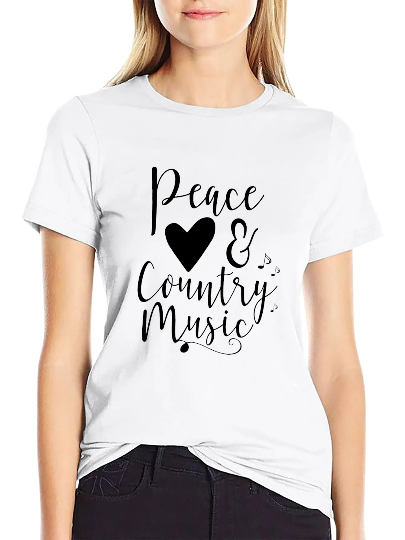Peace Love And Country Music Unisex Casual T-Shirt – Clean Design For Daily Comfort