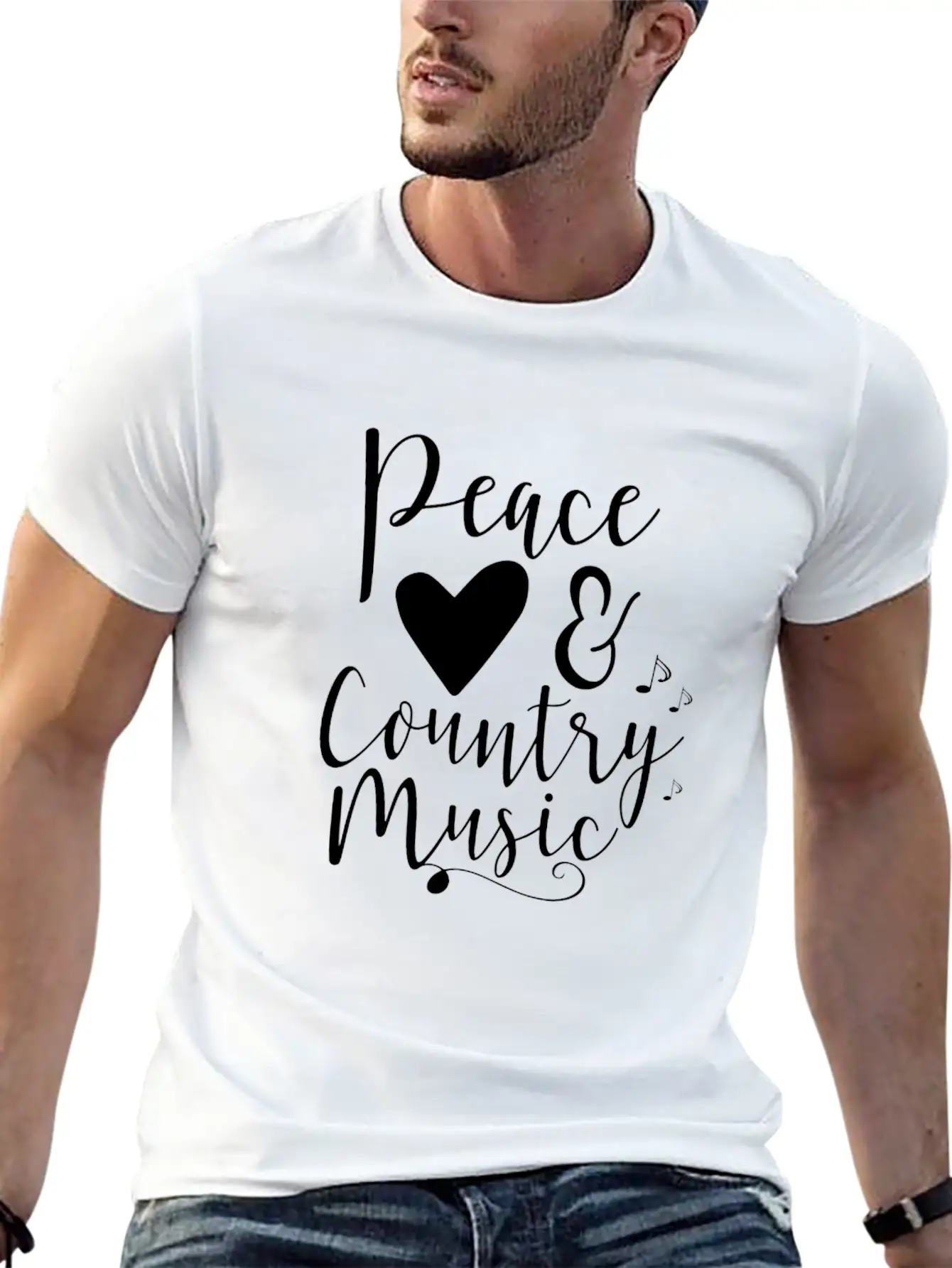 Peace Love And Country Music Unisex Casual T-Shirt – Clean Design For Daily Comfort