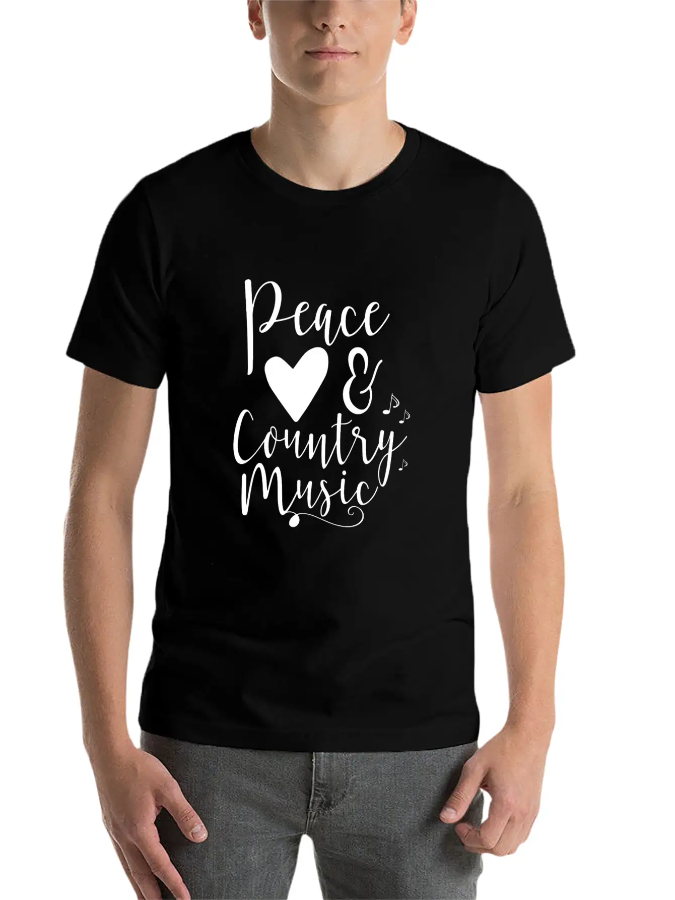 Peace Love And Country Music Unisex Casual T-Shirt – Clean Design For Daily Comfort