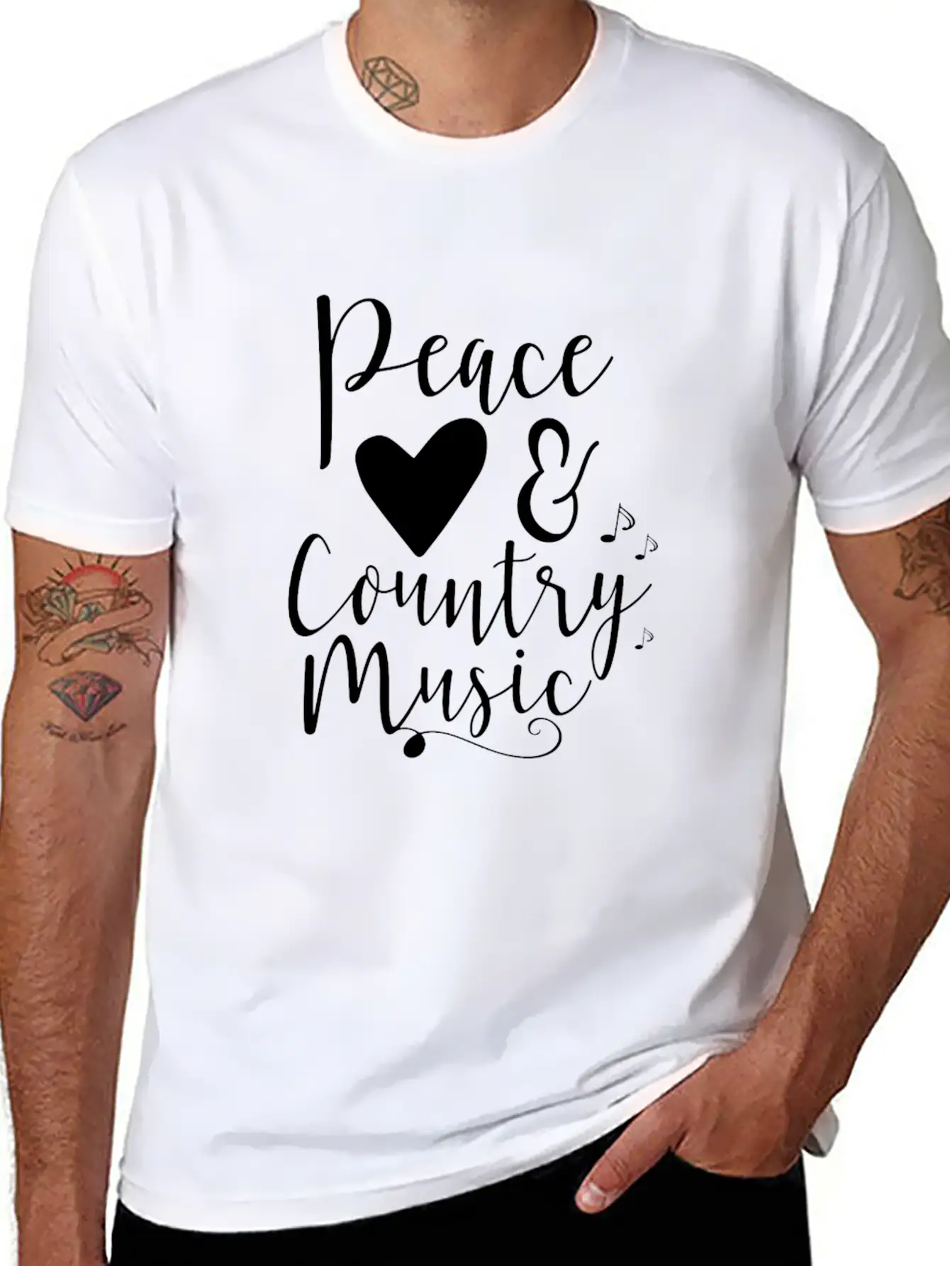Peace Love And Country Music Unisex Casual T-Shirt – Clean Design For Daily Comfort