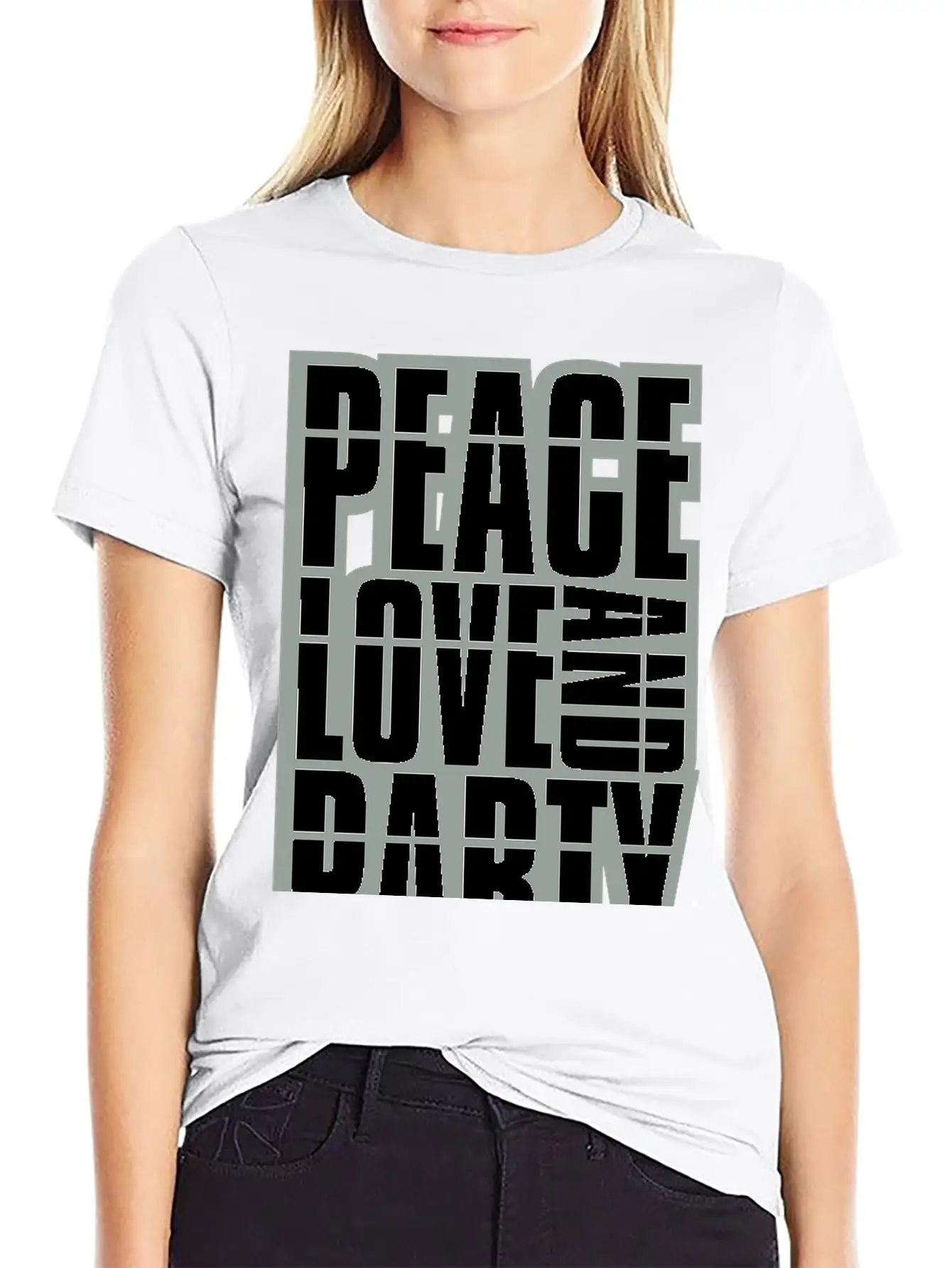 Peace Love And Party Logo Concert Crew Friends Say Soft Cotton Short Sleeve Tee – Unisex Wardrobe Staple