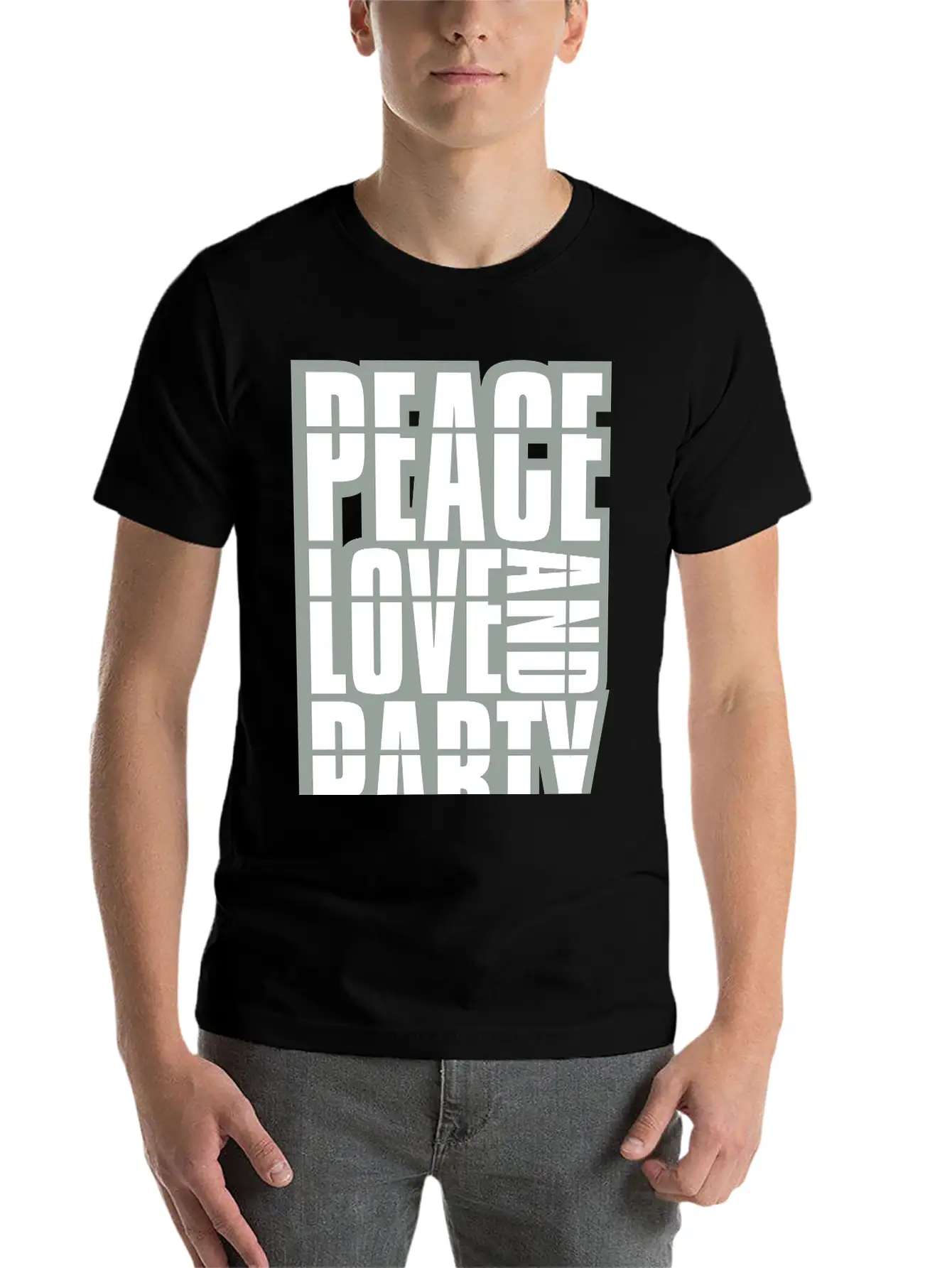 Peace Love And Party Logo Concert Crew Friends Say Soft Cotton Short Sleeve Tee – Unisex Wardrobe Staple