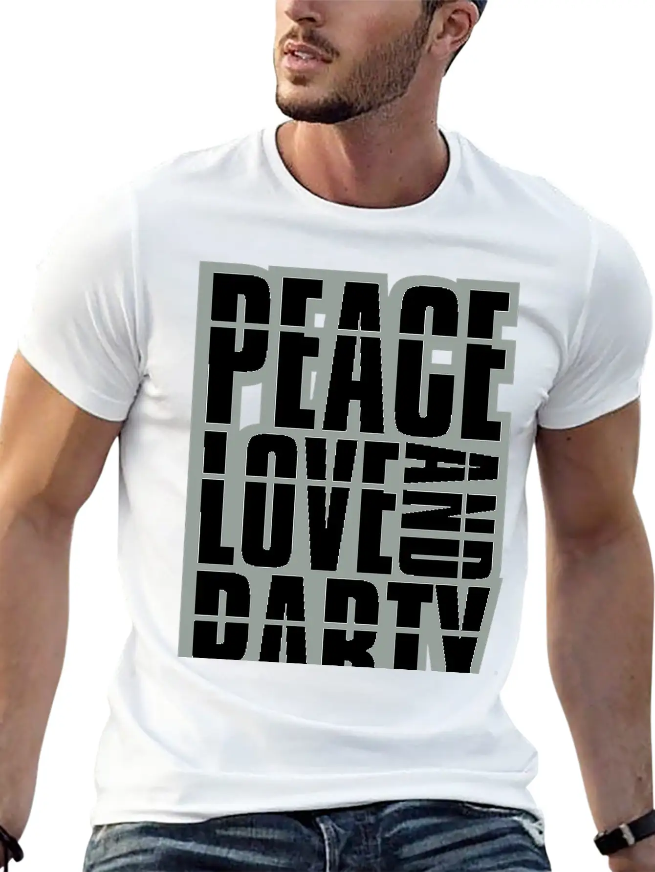 Peace Love And Party Logo Concert Crew Friends Say Soft Cotton Short Sleeve Tee – Unisex Wardrobe Staple