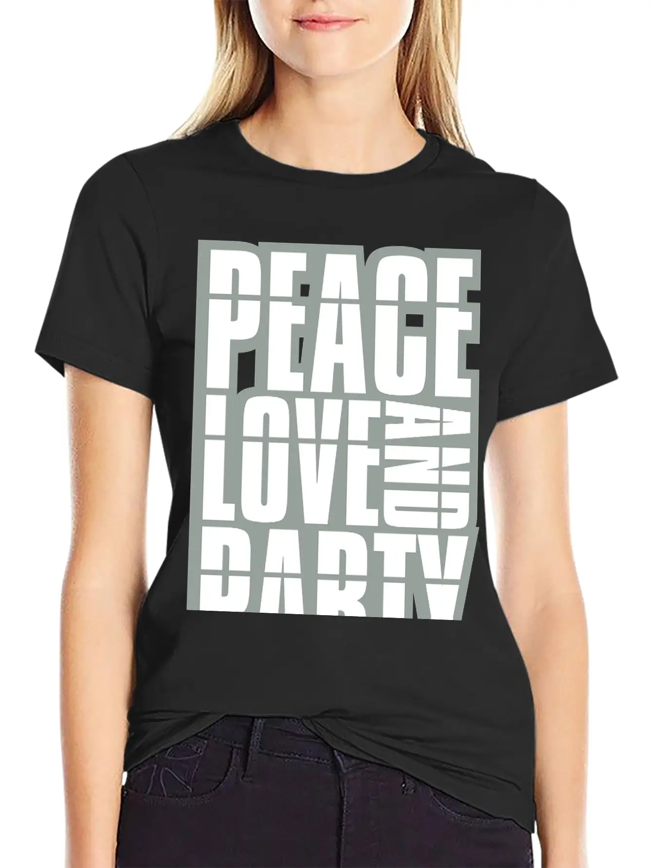 Peace Love And Party Logo Concert Crew Friends Say Soft Cotton Short Sleeve Tee – Unisex Wardrobe Staple