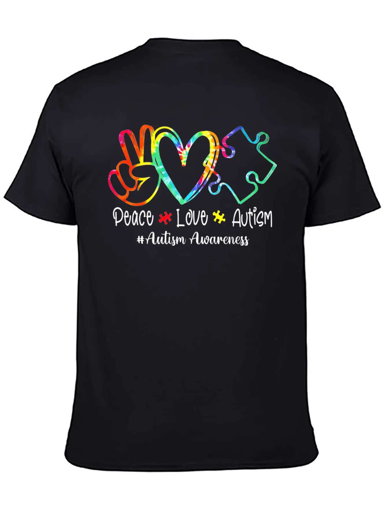 Peace Love Autism Puzzle Pieces Tie Dye Mom Dad Gi Essential Cotton Tee For Daily Outfits – Unisex Style