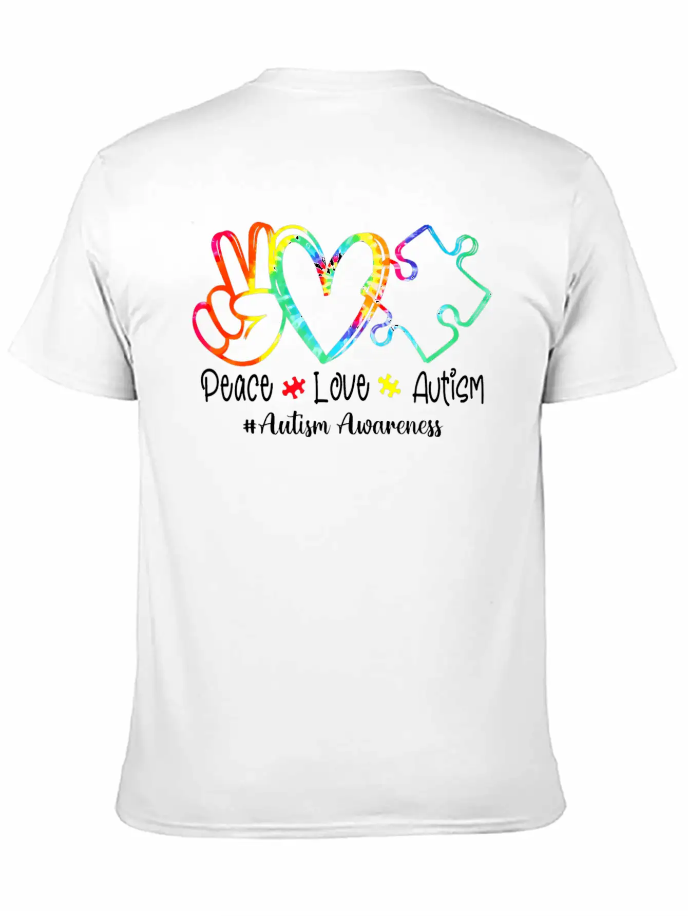 Peace Love Autism Puzzle Pieces Tie Dye Mom Dad Gi Essential Cotton Tee For Daily Outfits – Unisex Style