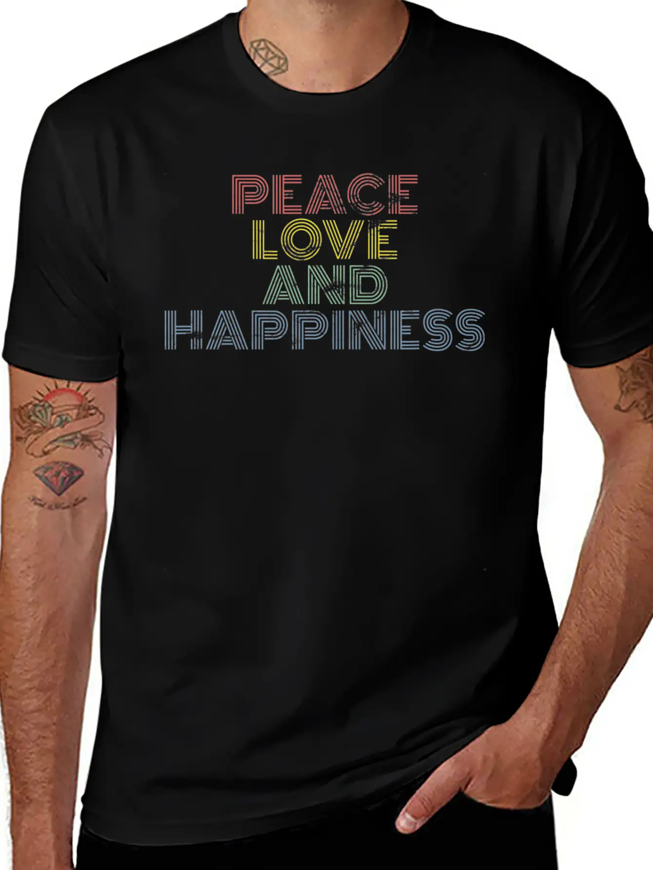 Peace Love Happiness - Kindness Compassion Caring Soft Cotton Short Sleeve Tee – Unisex Wardrobe Staple