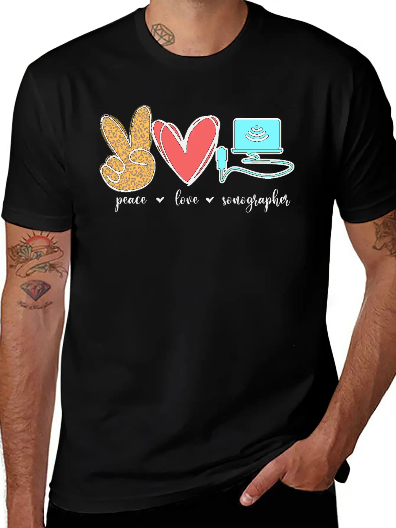 Peace Love Sonographer Unisex Casual T-Shirt – Clean Design For Daily Comfort
