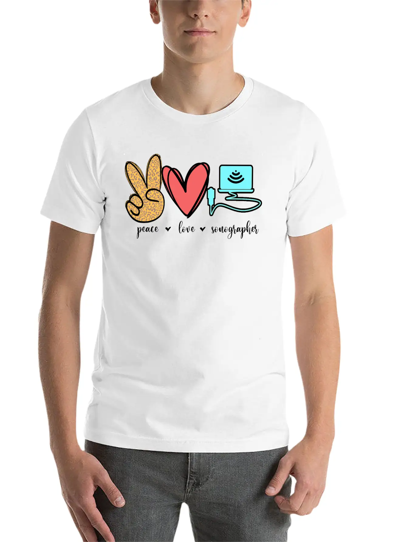 Peace Love Sonographer Unisex Casual T-Shirt – Clean Design For Daily Comfort
