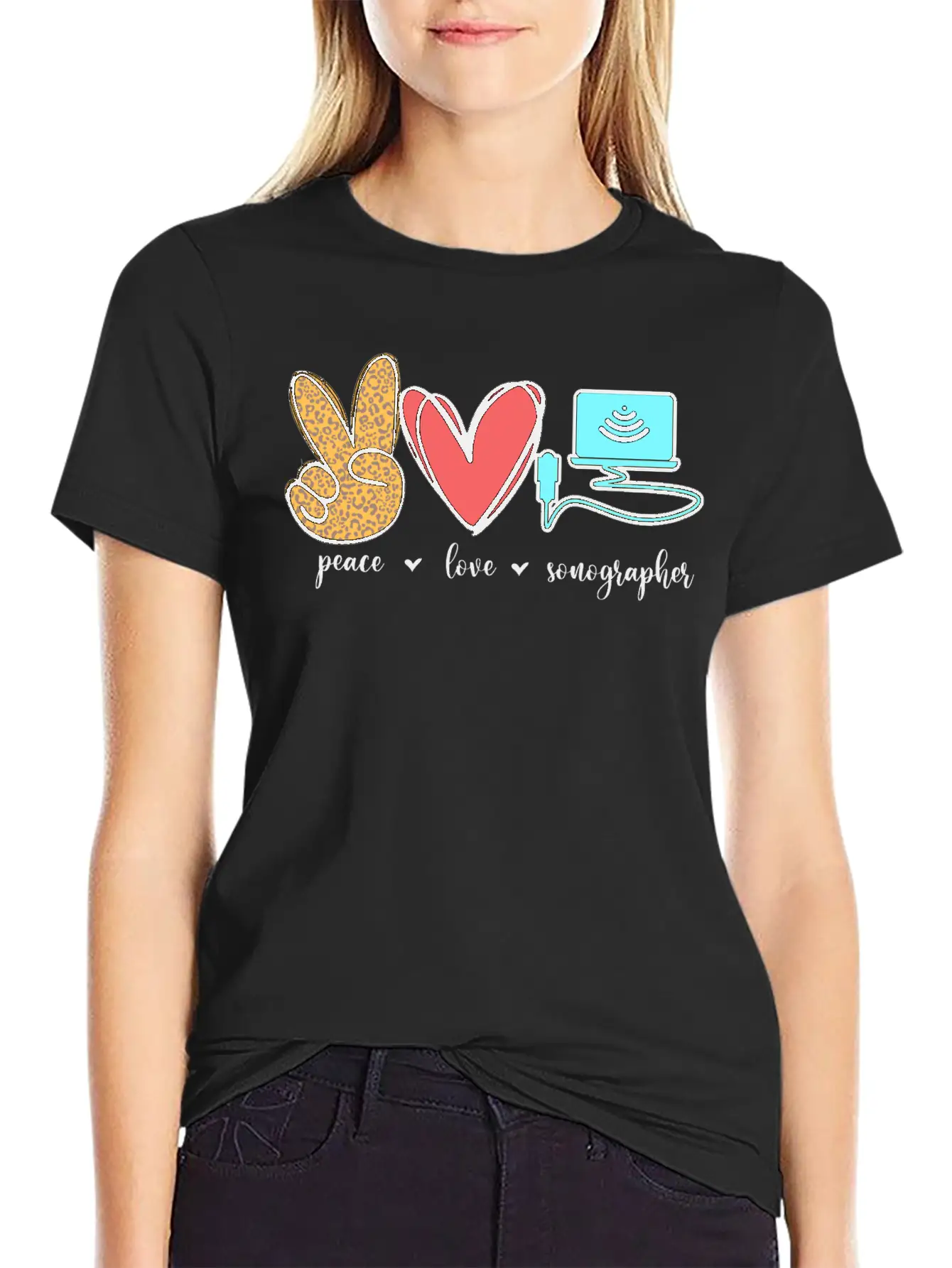 Peace Love Sonographer Unisex Casual T-Shirt – Clean Design For Daily Comfort