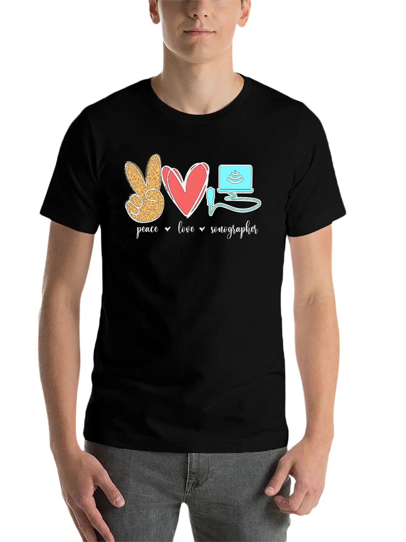 Peace Love Sonographer Unisex Casual T-Shirt – Clean Design For Daily Comfort