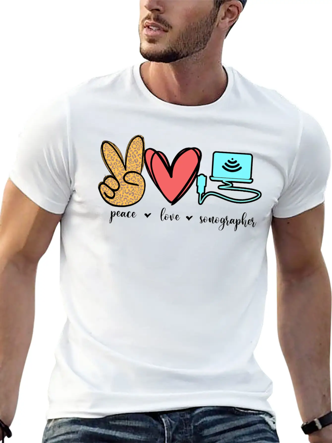 Peace Love Sonographer Unisex Casual T-Shirt – Clean Design For Daily Comfort