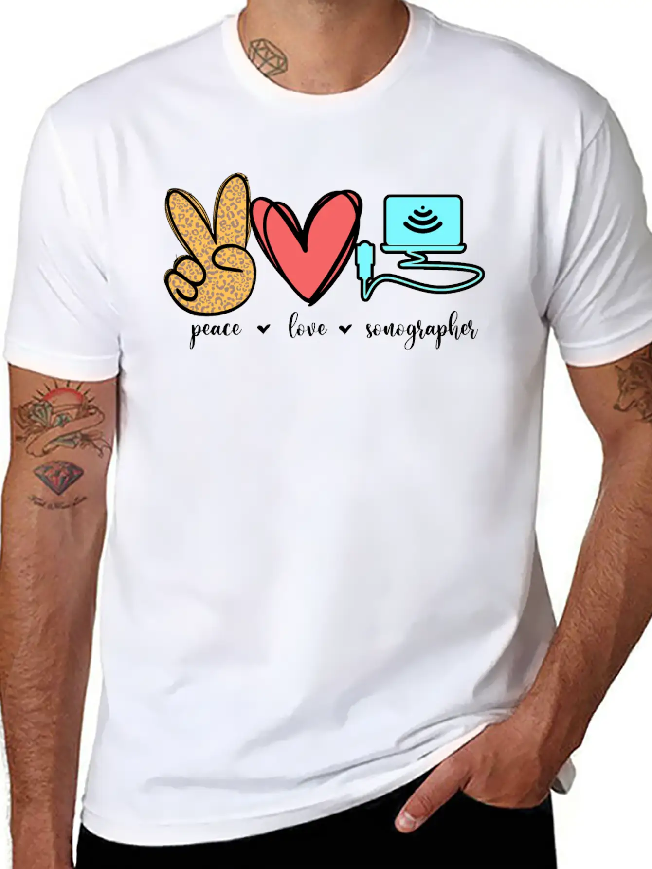 Peace Love Sonographer Unisex Casual T-Shirt – Clean Design For Daily Comfort