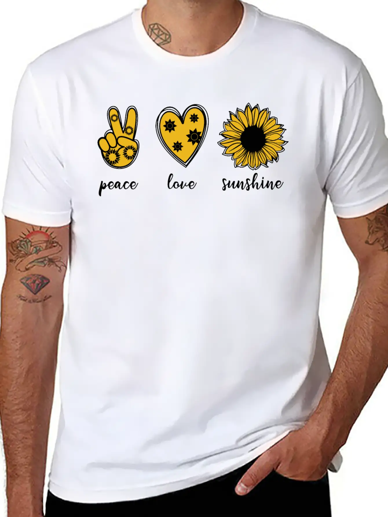 Peace Love Sunflower Soft Cotton Short Sleeve Tee – Unisex Wardrobe Staple