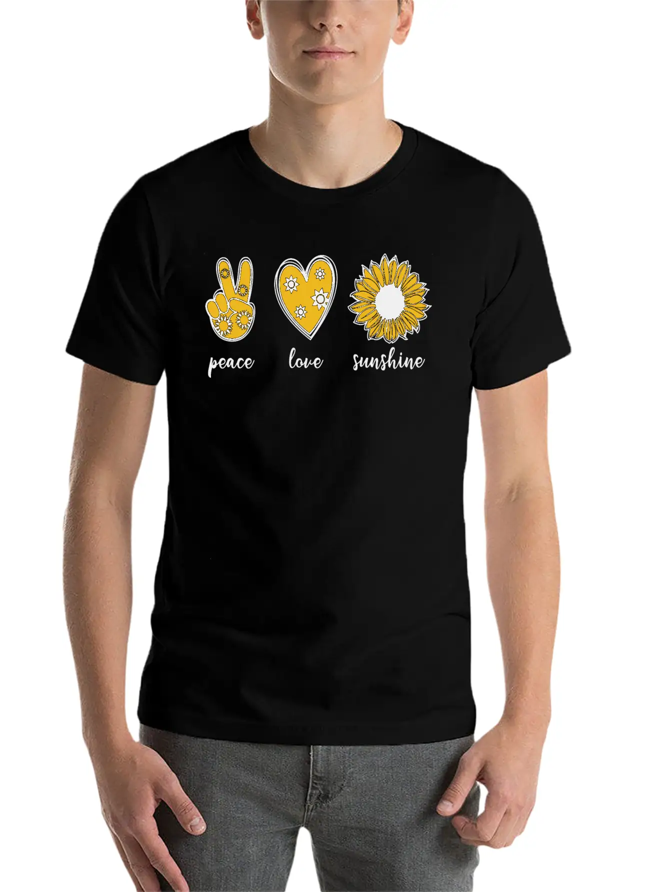 Peace Love Sunflower Soft Cotton Short Sleeve Tee – Unisex Wardrobe Staple