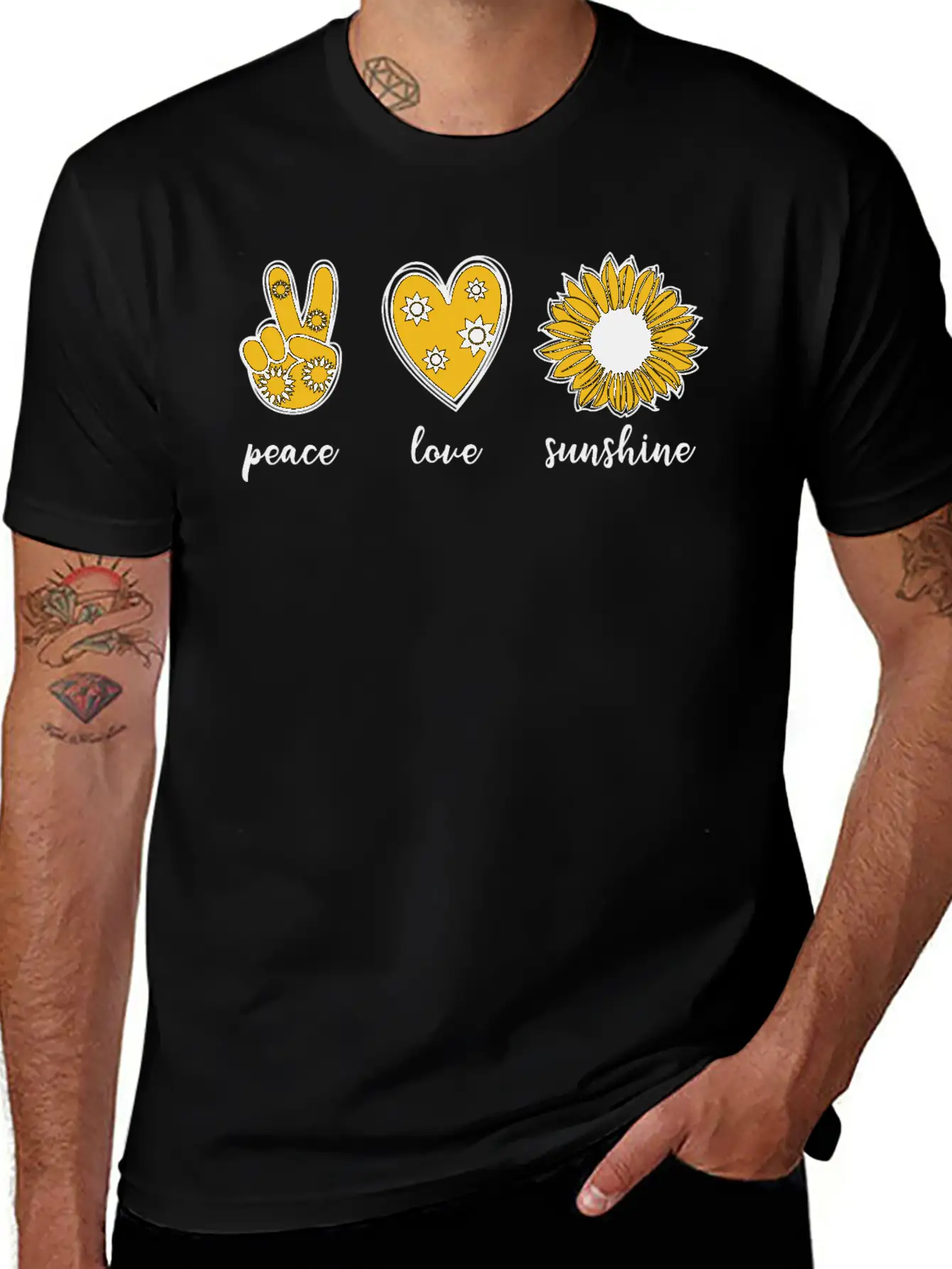 Peace Love Sunflower Unisex Casual T-Shirt – Clean Design For Daily Comfort