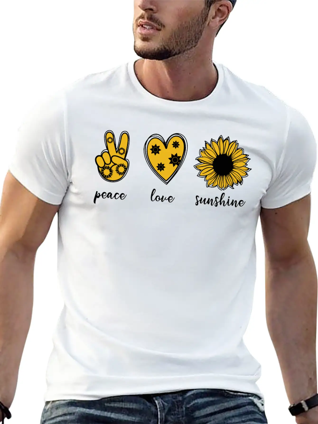 Peace Love Sunflower Unisex Casual T-Shirt – Clean Design For Daily Comfort