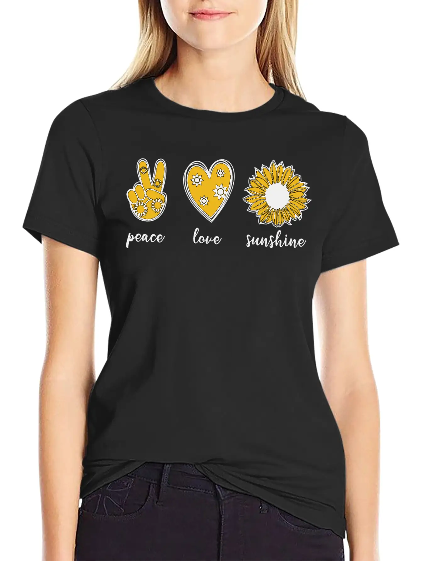 Peace Love Sunflower Unisex Casual T-Shirt – Clean Design For Daily Comfort