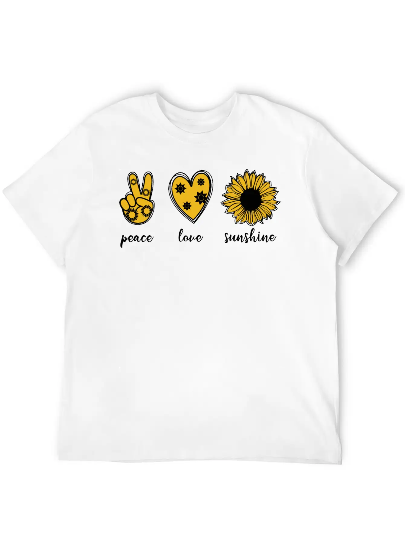 Peace Love Sunflower Unisex Casual T-Shirt – Clean Design For Daily Comfort