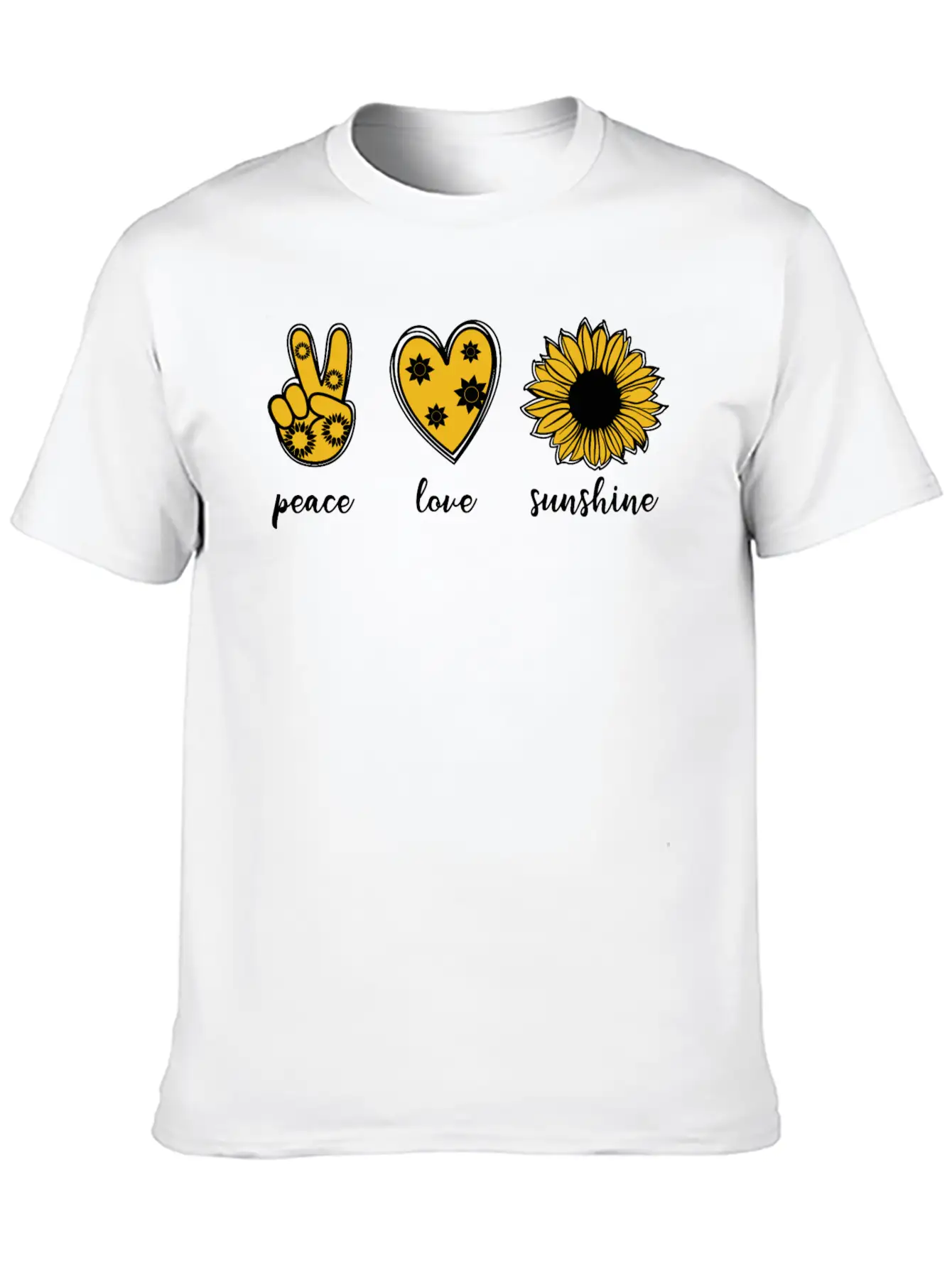 Peace Love Sunflower Unisex Casual T-Shirt – Clean Design For Daily Comfort