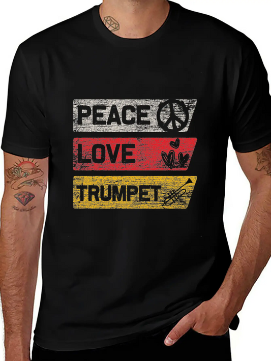Peace Love Trumpet Lightweight Cotton T-Shirt – Daily Comfort Graphic Shirt