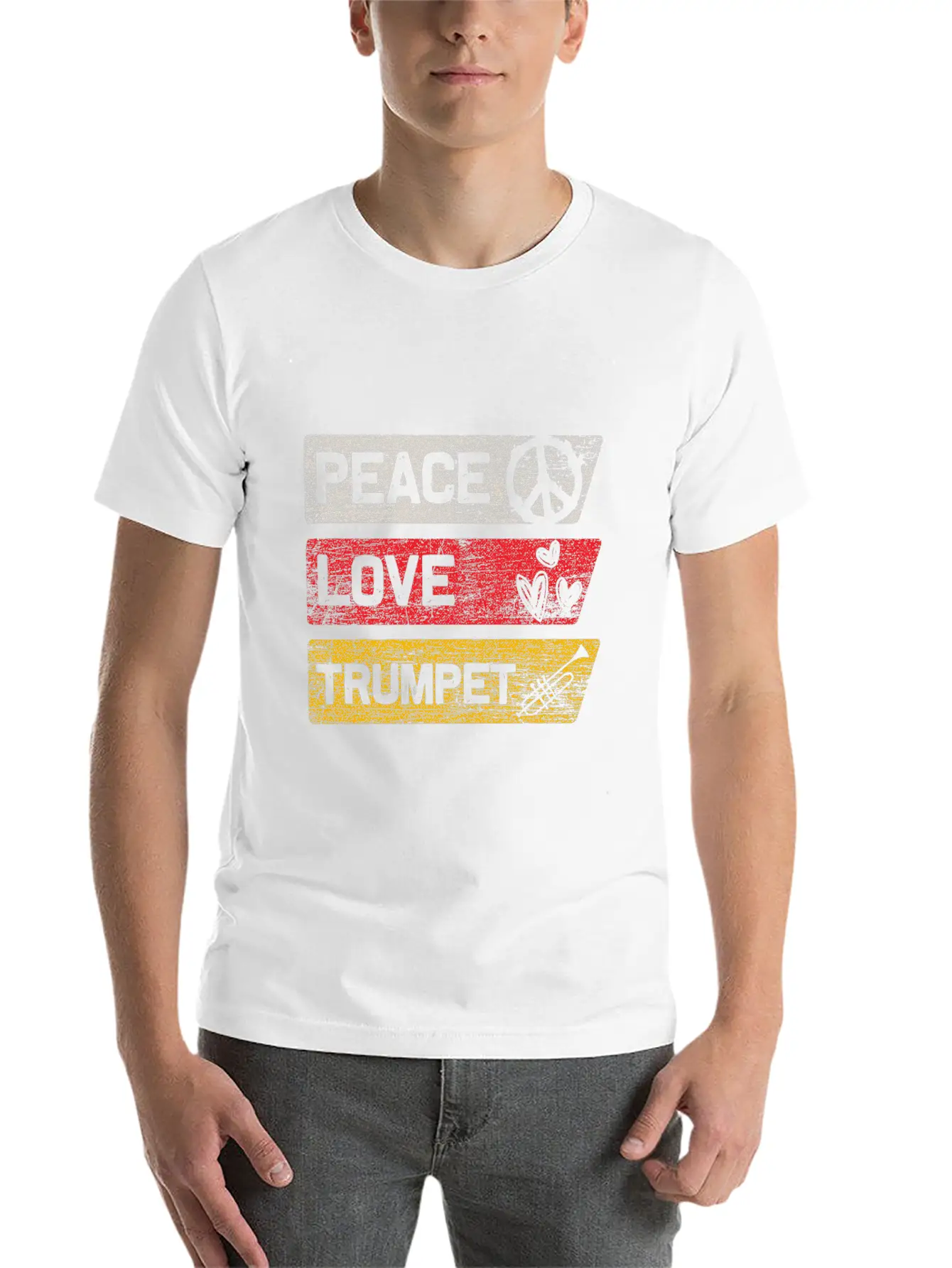 Peace Love Trumpet Lightweight Cotton T-Shirt – Daily Comfort Graphic Shirt