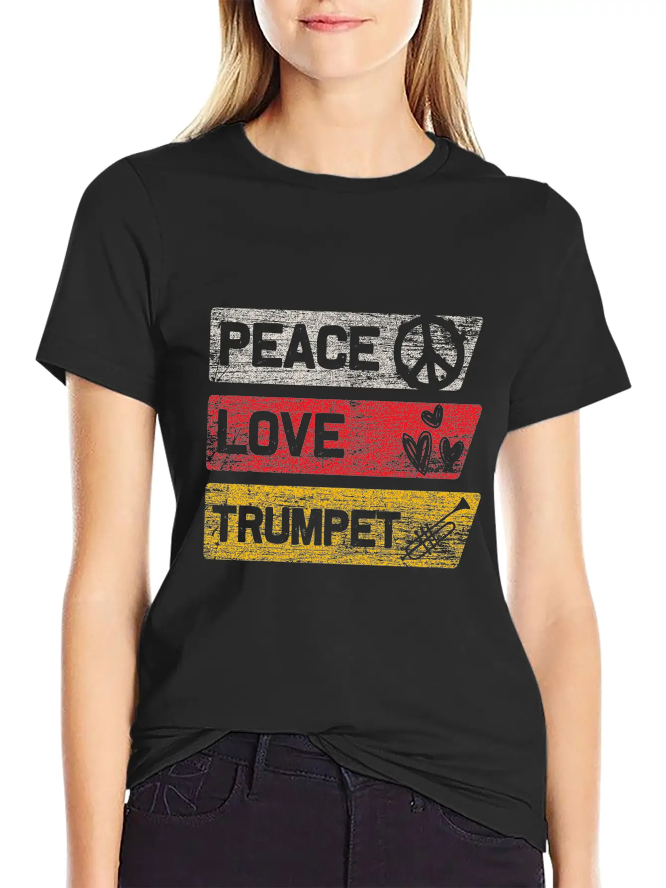 Peace Love Trumpet Lightweight Cotton T-Shirt – Daily Comfort Graphic Shirt