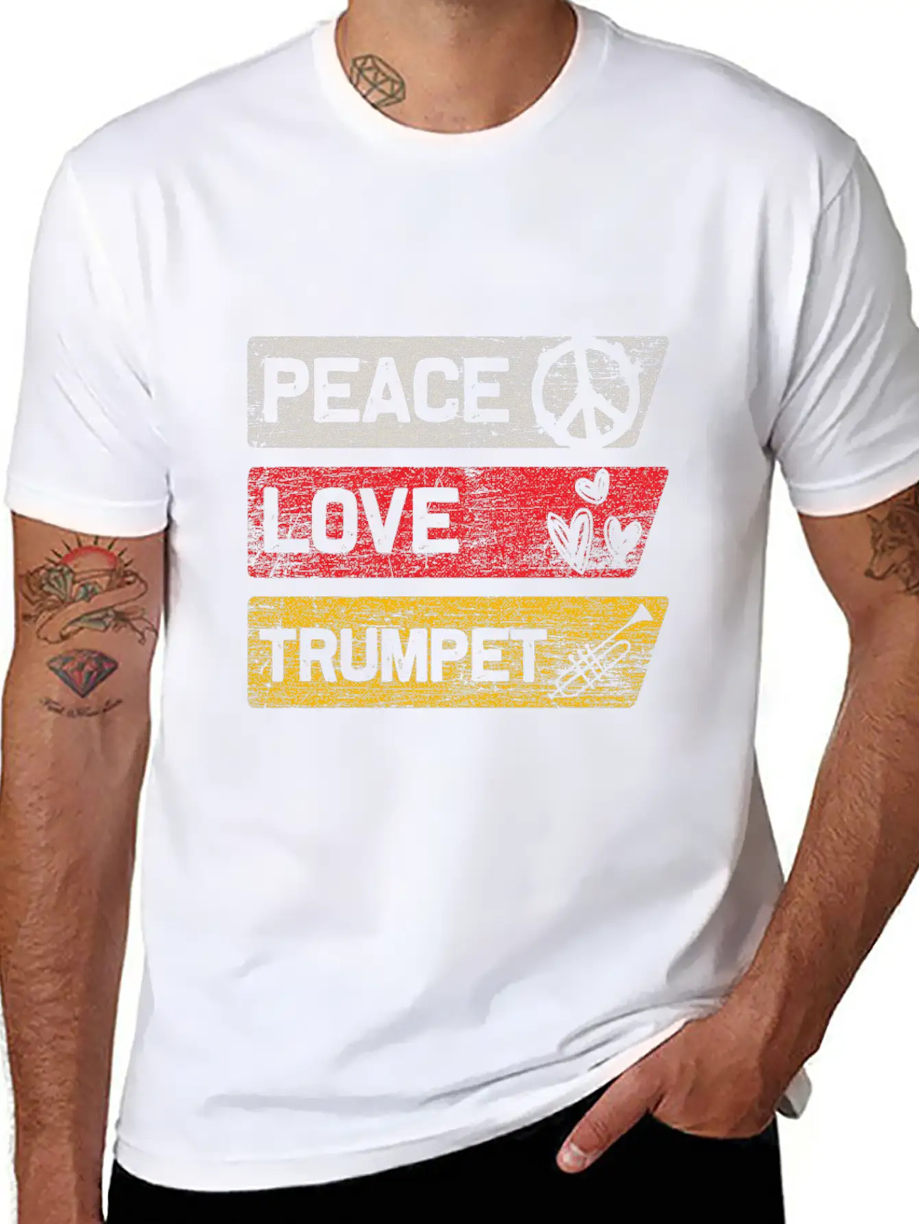 Peace Love Trumpet Lightweight Cotton T-Shirt – Daily Comfort Graphic Shirt