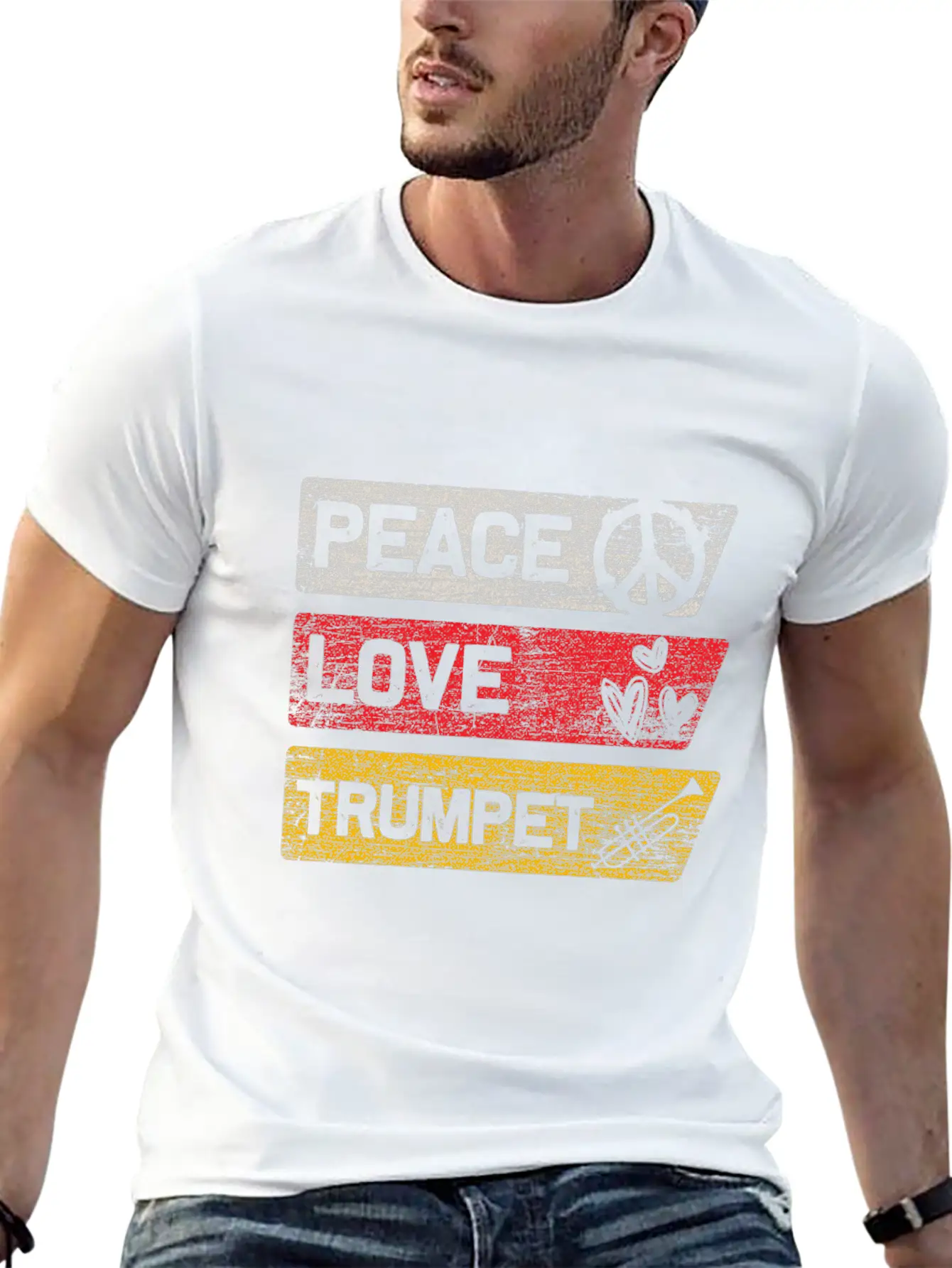Peace Love Trumpet Lightweight Cotton T-Shirt – Daily Comfort Graphic Shirt
